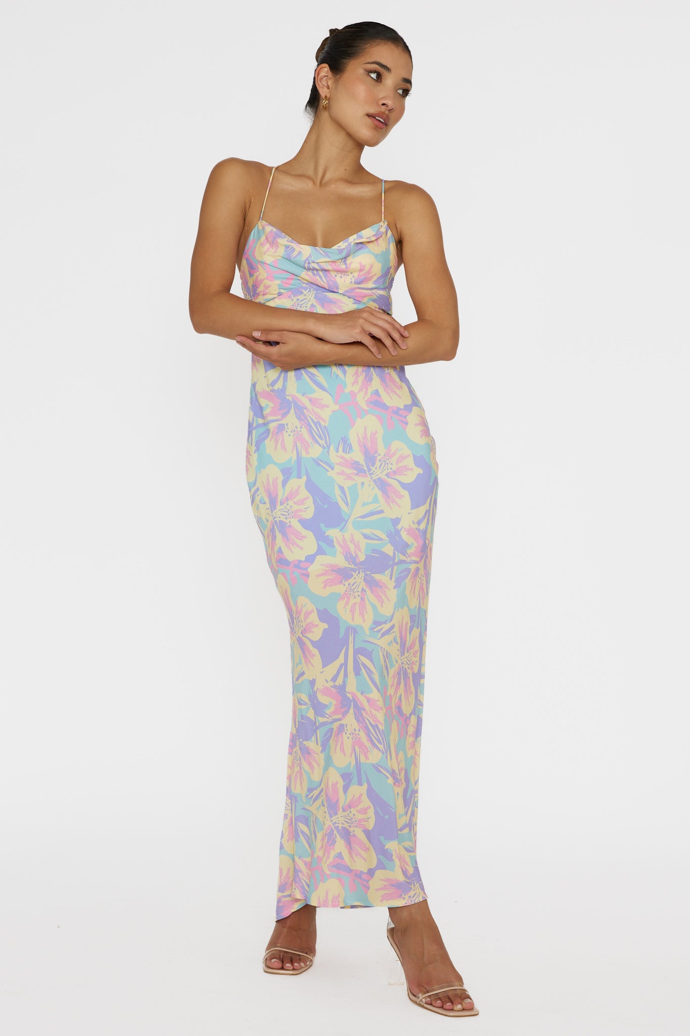 Libby Scoop Back Maxi Dress Floral Blue-Maymioy