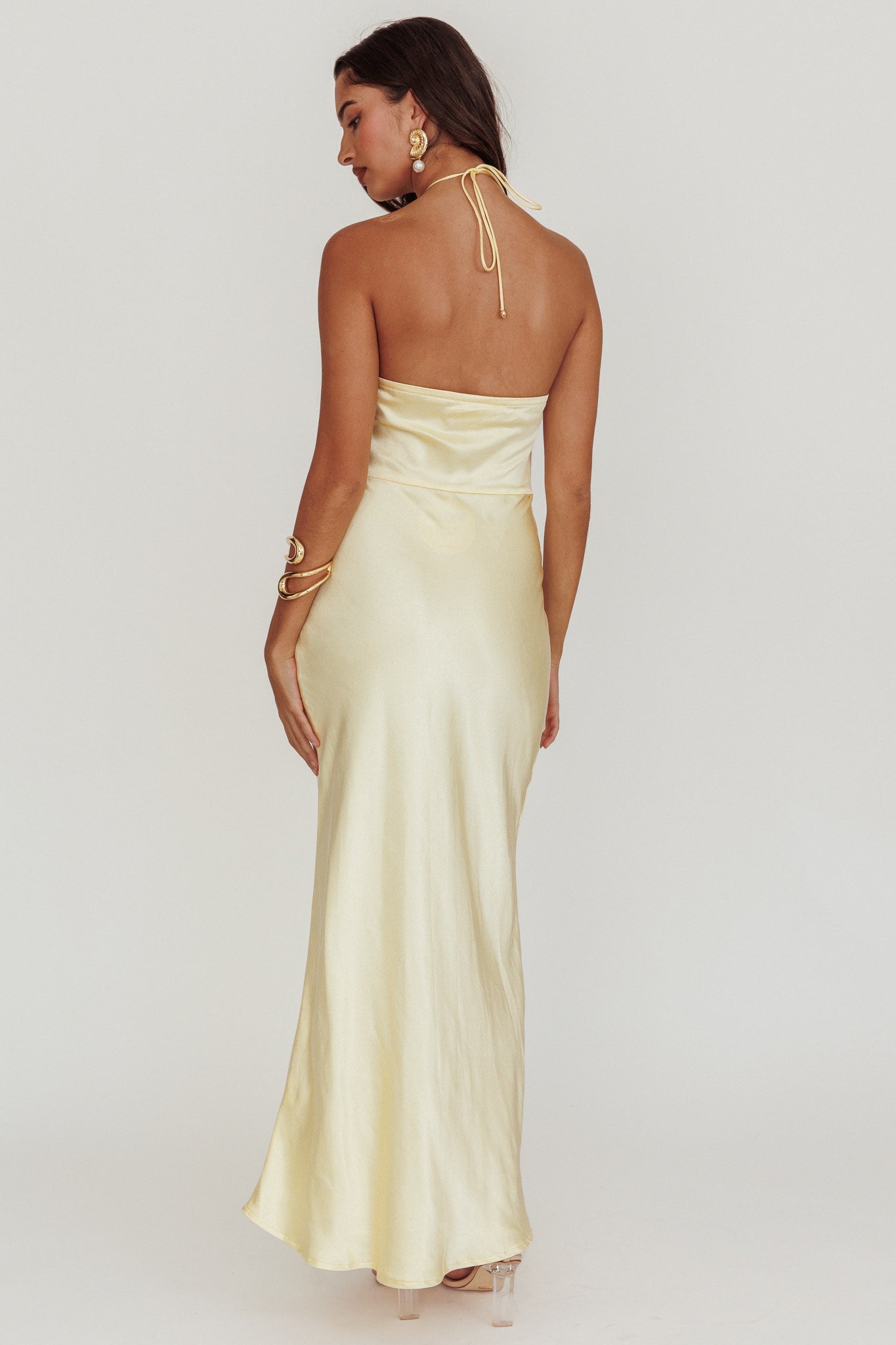 High Roller Flower Decoration Halter Dress Butter-Maymioy