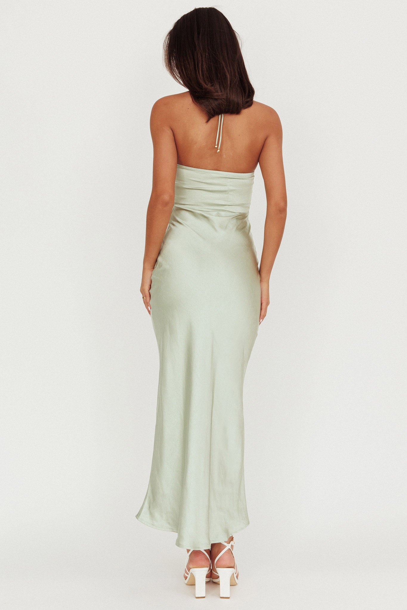 High Roller Flower Decoration Halter Dress Sage-Maymioy