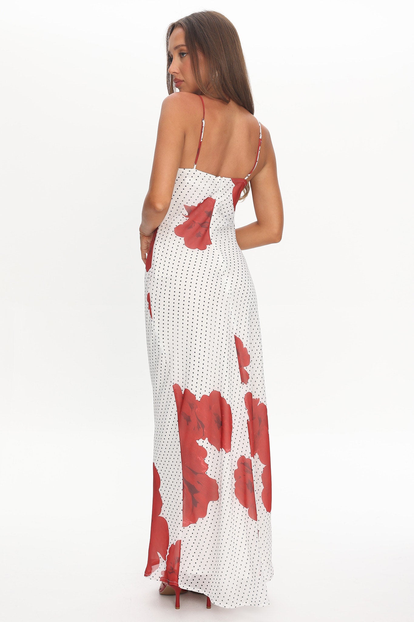 High Roller Rosette Maxi Dress Print White-Maymioy