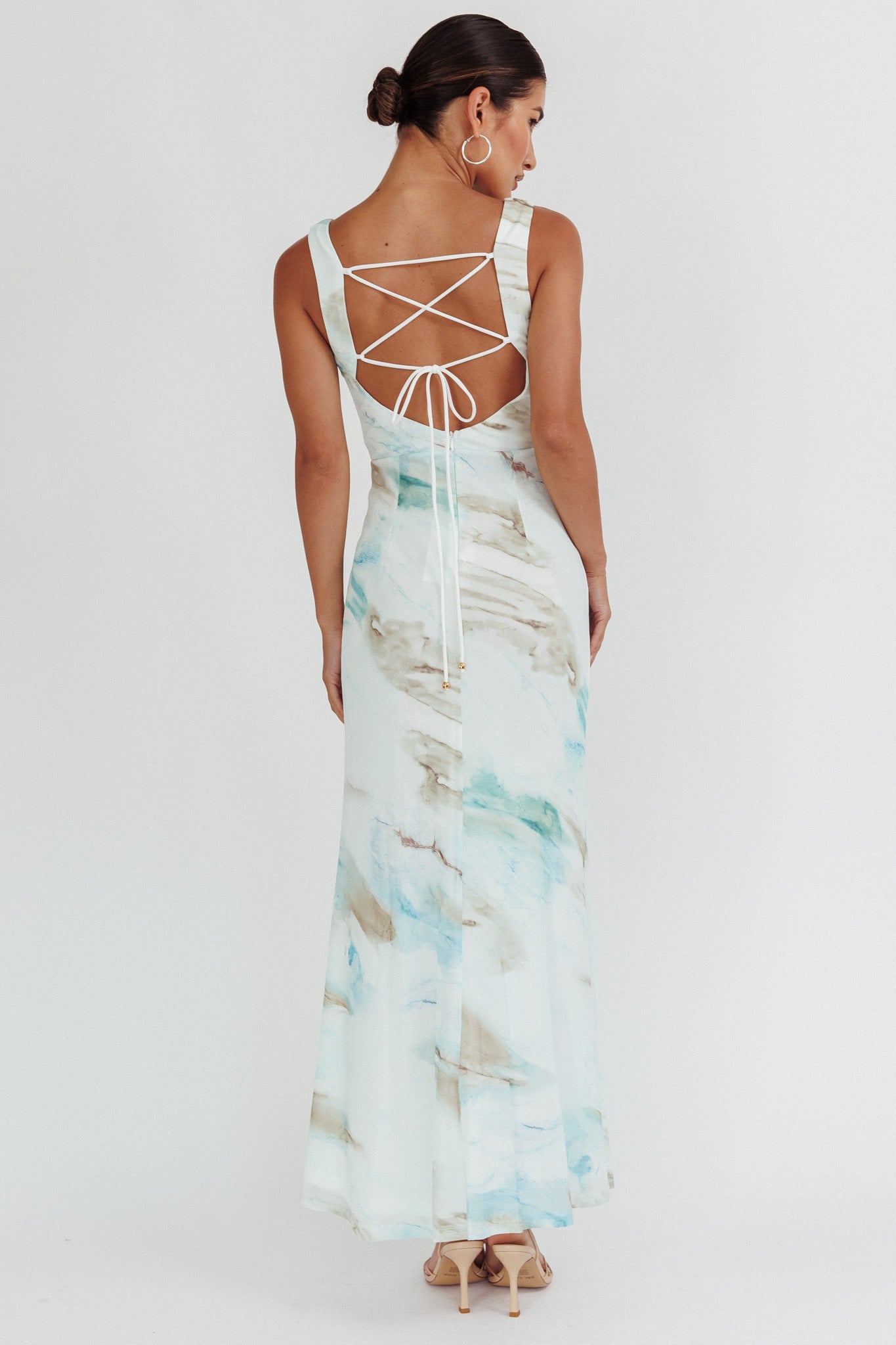 Jovelle Strappy Back Maxi Dress Marble Blue-Maymioy