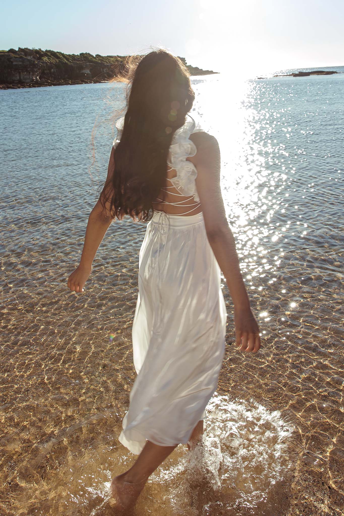 Madara Lace-Up Back Maxi Dress White-Maymioy