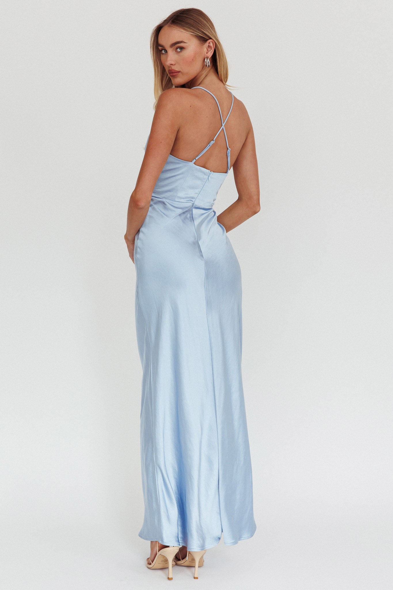 Summer Of Love Lace Trim Maxi Dress Blue-Maymioy