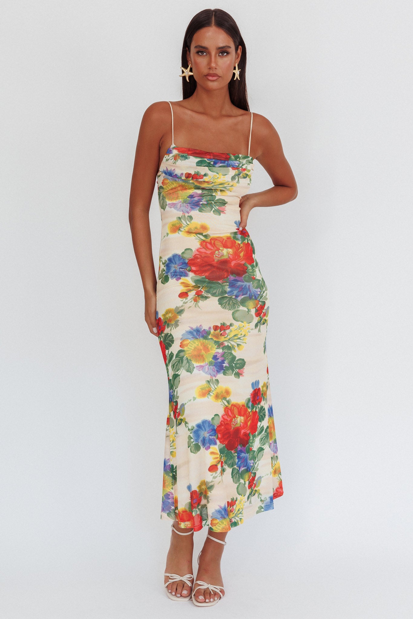 Days Ahead Mesh Overlay Maxi Dress Floral Pink-Maymioy