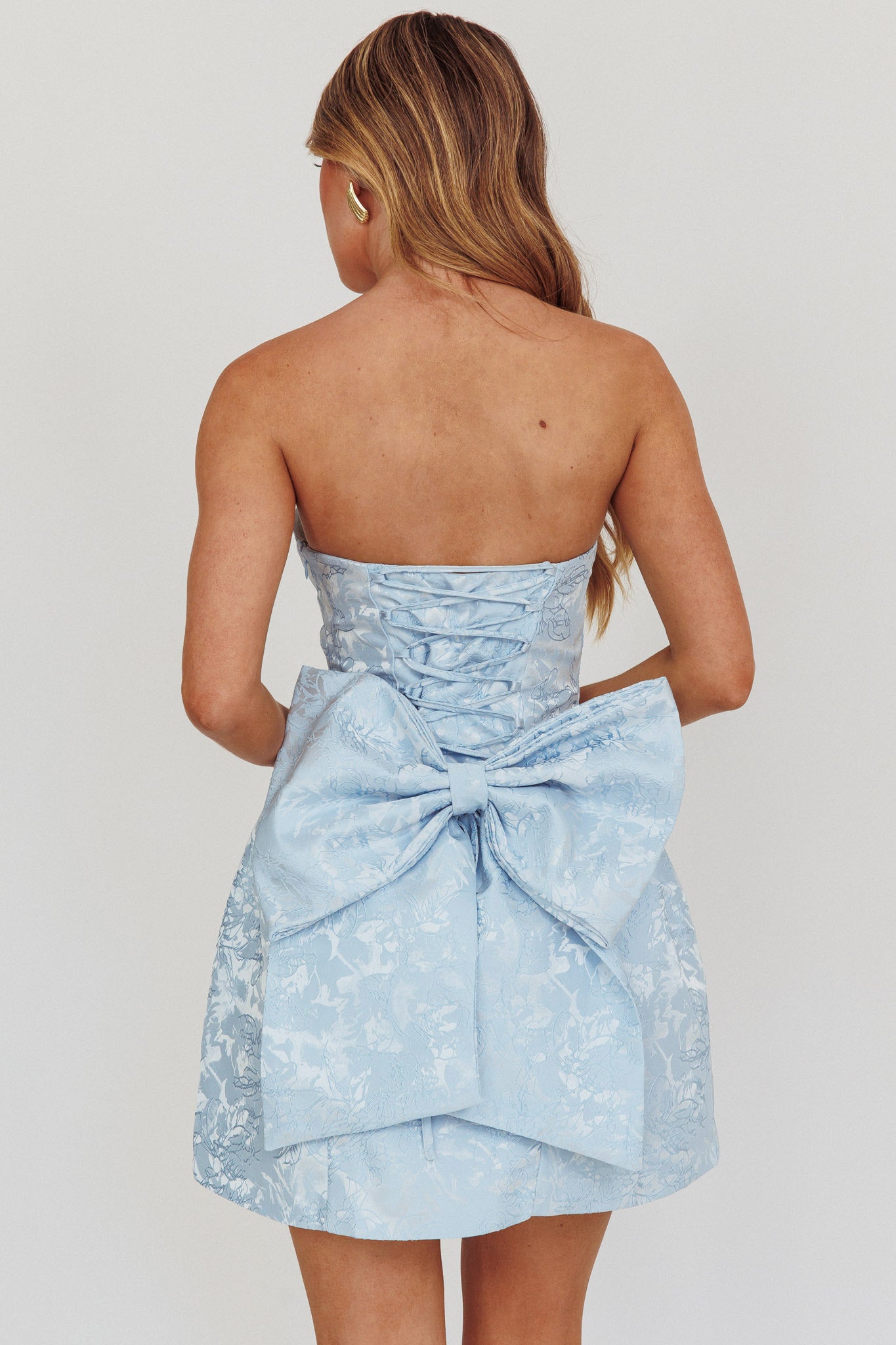 Melty Kisses Bow Mini Dress Blue-Maymioy