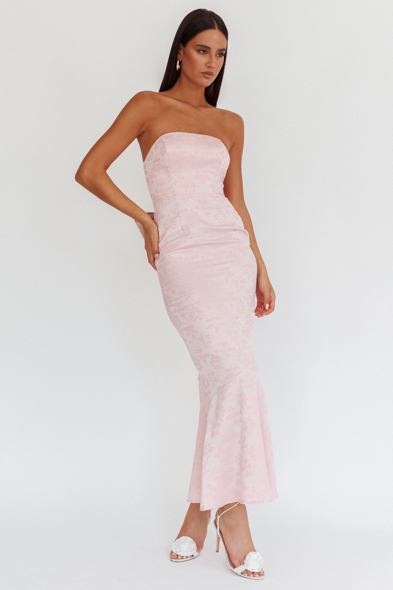 Melty Kisses Bow Back Maxi Dress Pink-Maymioy