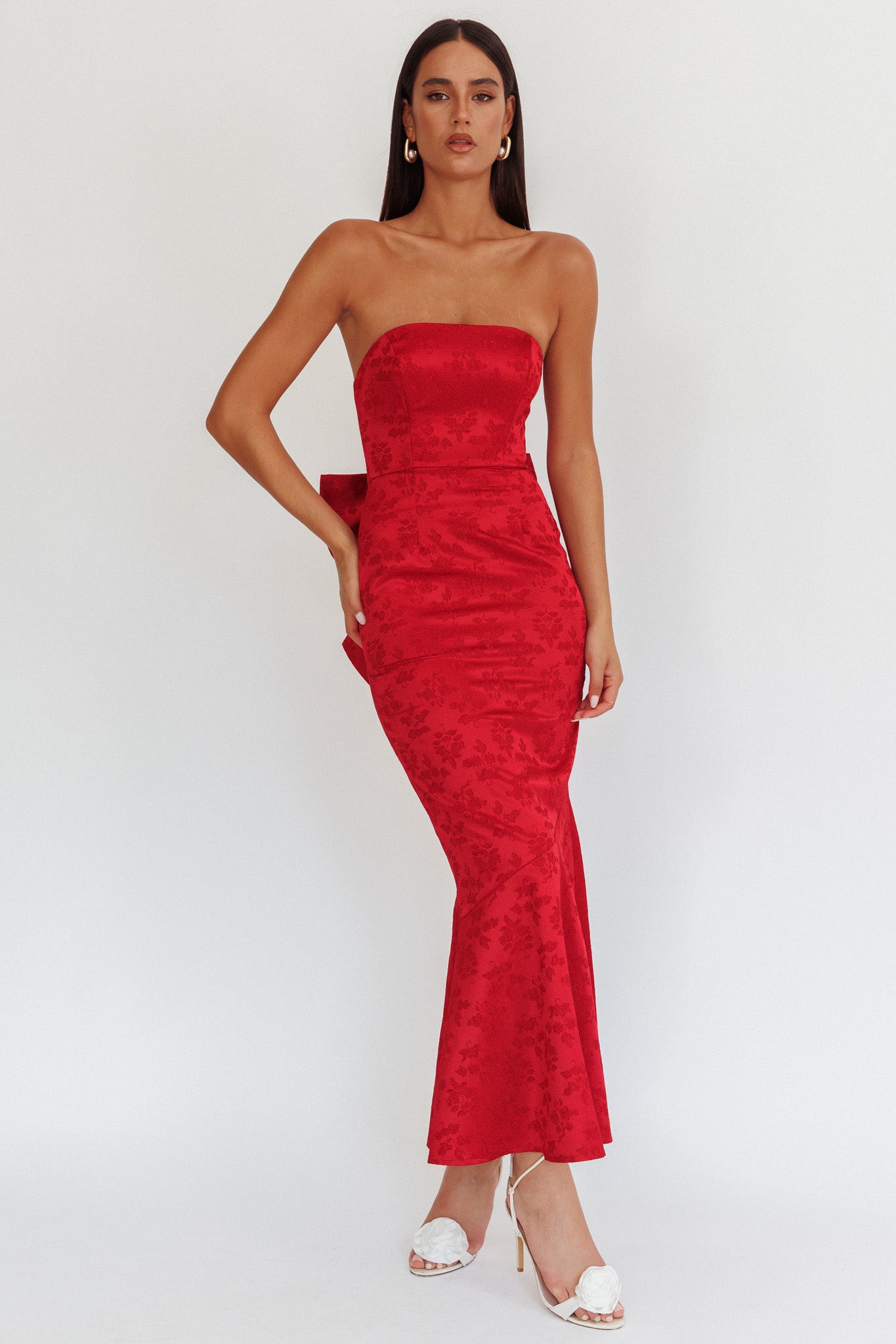 Melty Kisses Bow Back Maxi Dress Wine-Maymioy