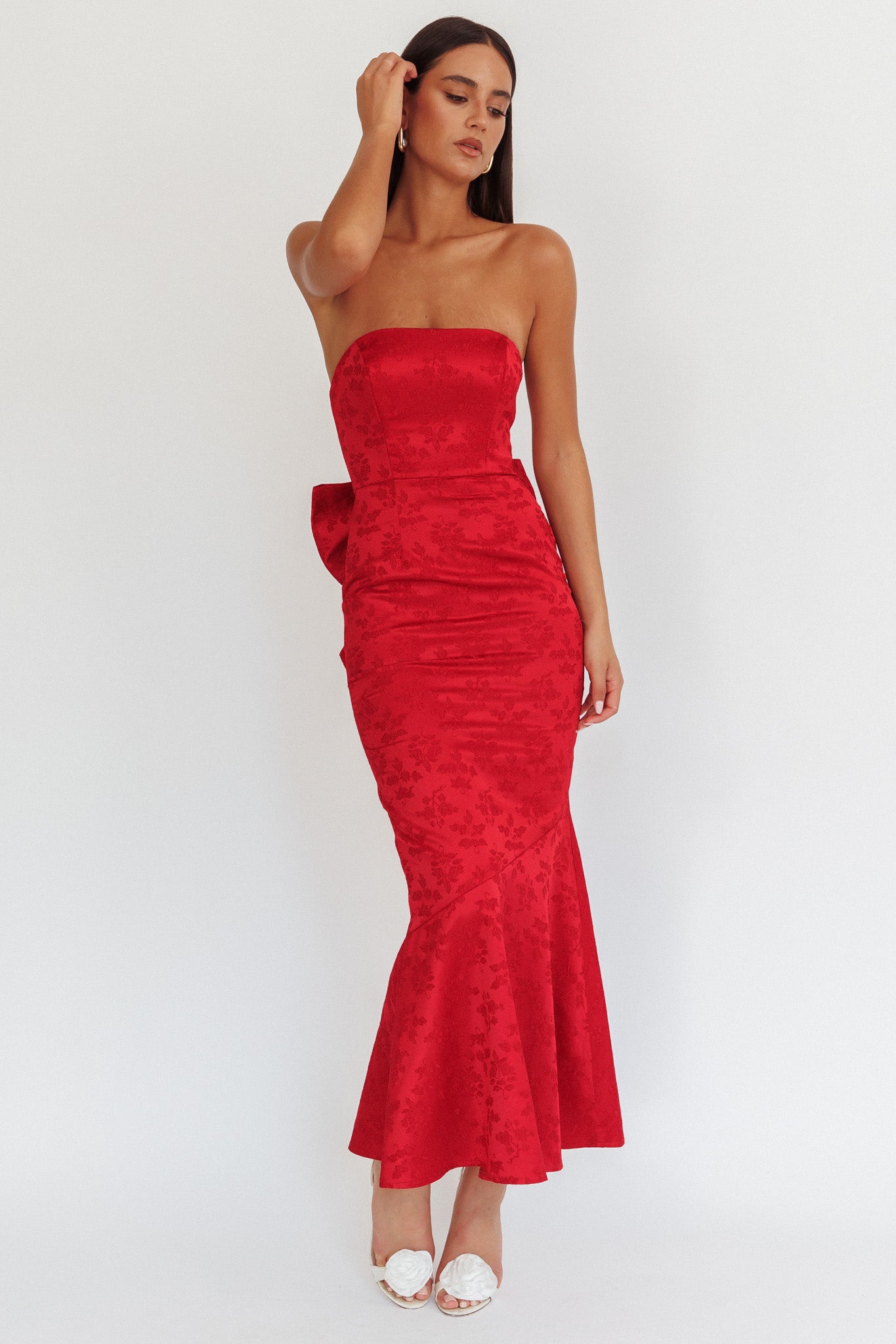 Melty Kisses Bow Back Maxi Dress Wine-Maymioy