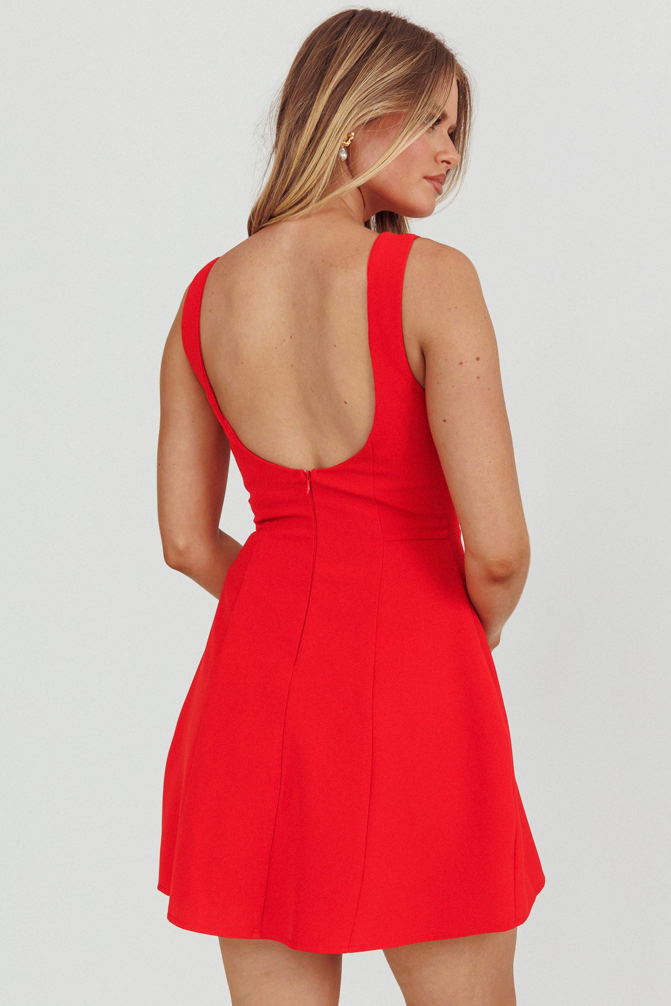 Opulent Sleeveless A-Line Mini Dress Red-Maymioy