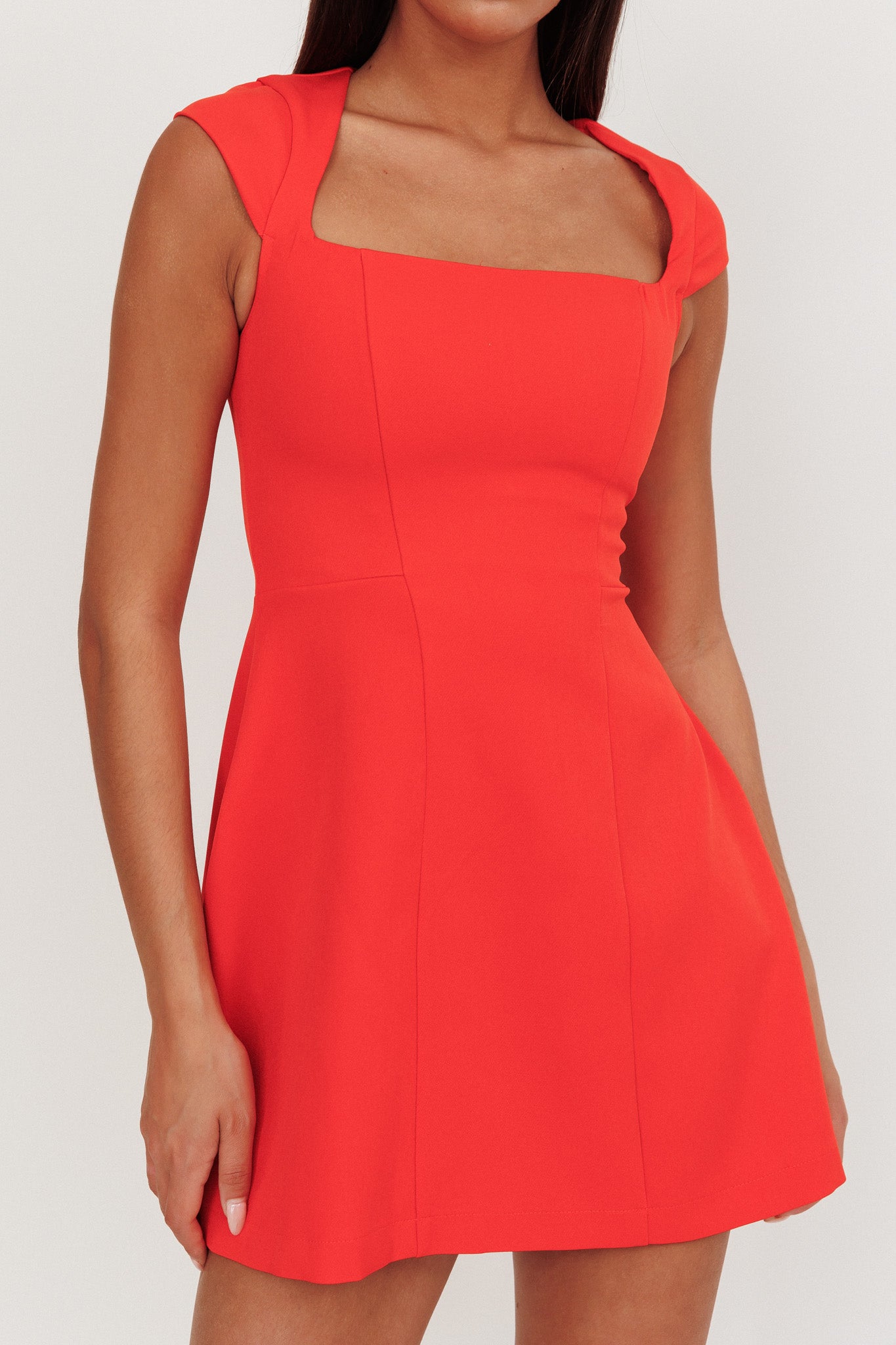 Opulent Cap Sleeve Mini Dress Red-Maymioy