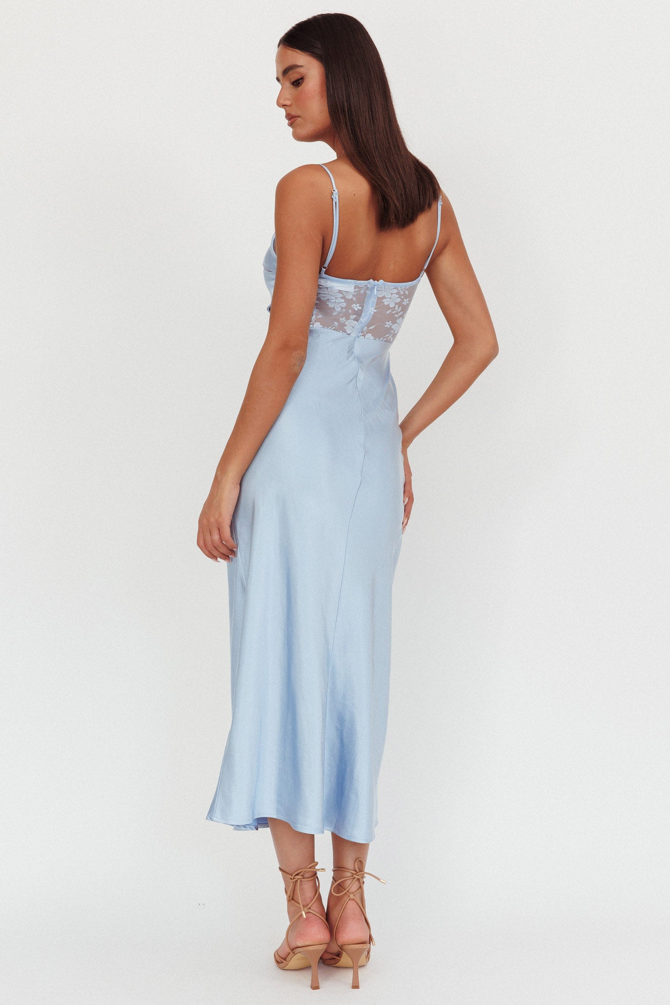 Impressions Lace Bodice Maxi Dress Blue-Maymioy