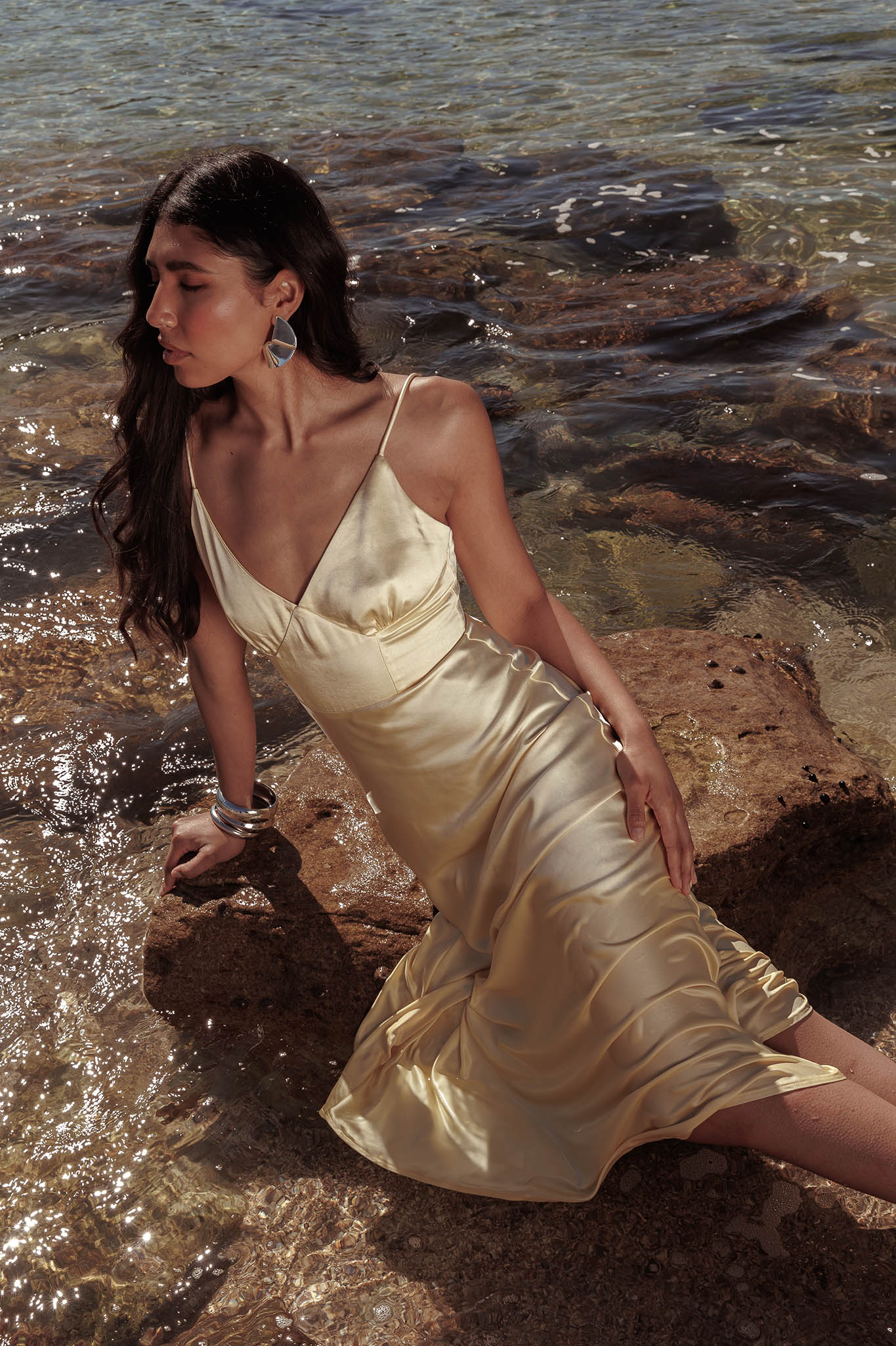 Hold Me Satin Backless Maxi Dress Lemon-Maymioy