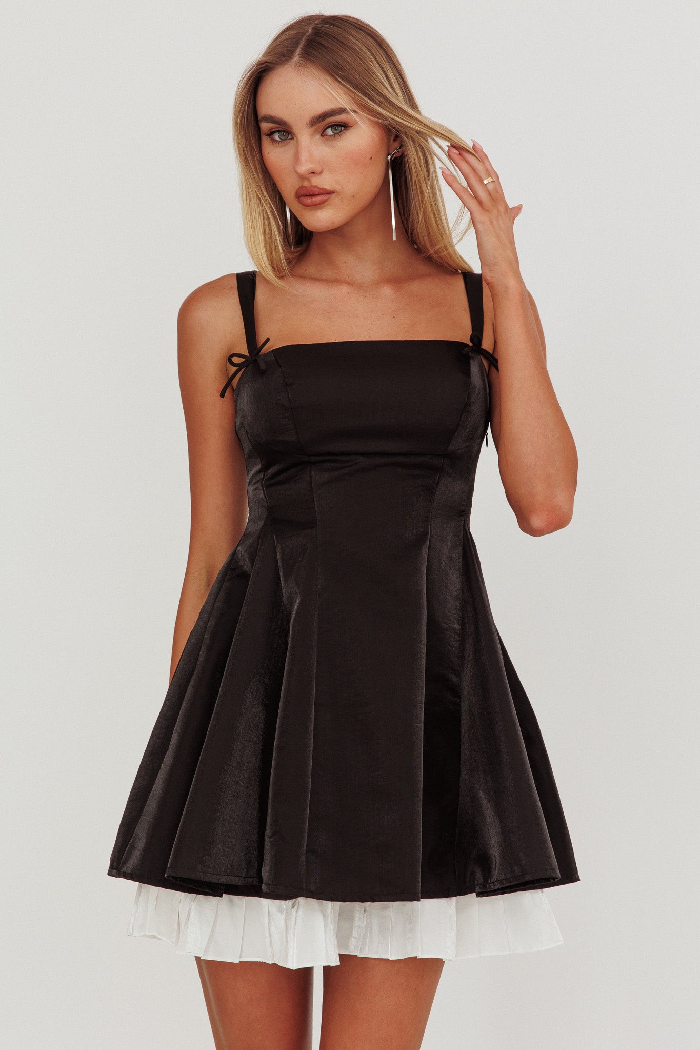 Night Rider Fit And Flare Mini Dress Black-Maymioy