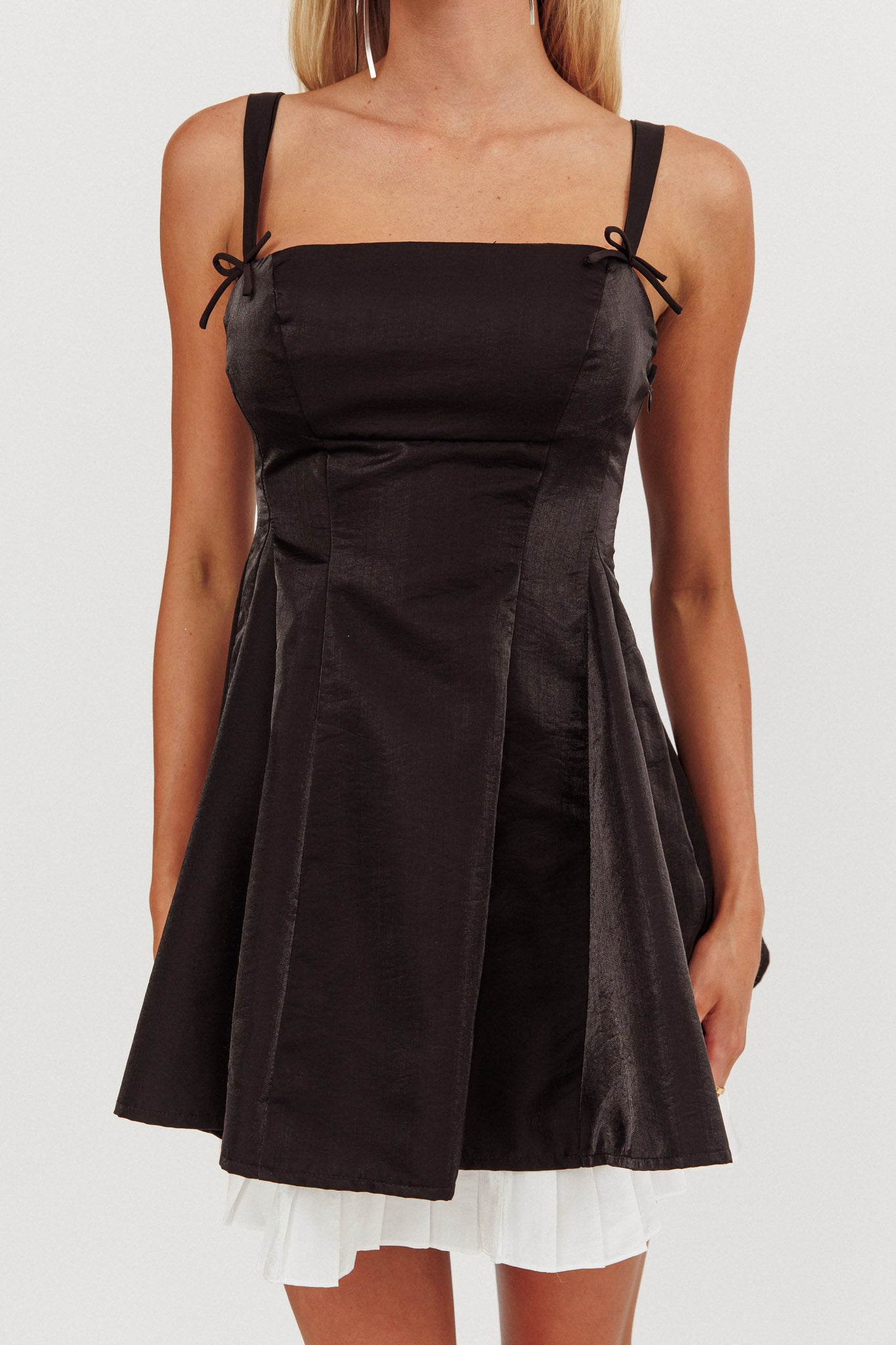 Night Rider Fit And Flare Mini Dress Black-Maymioy