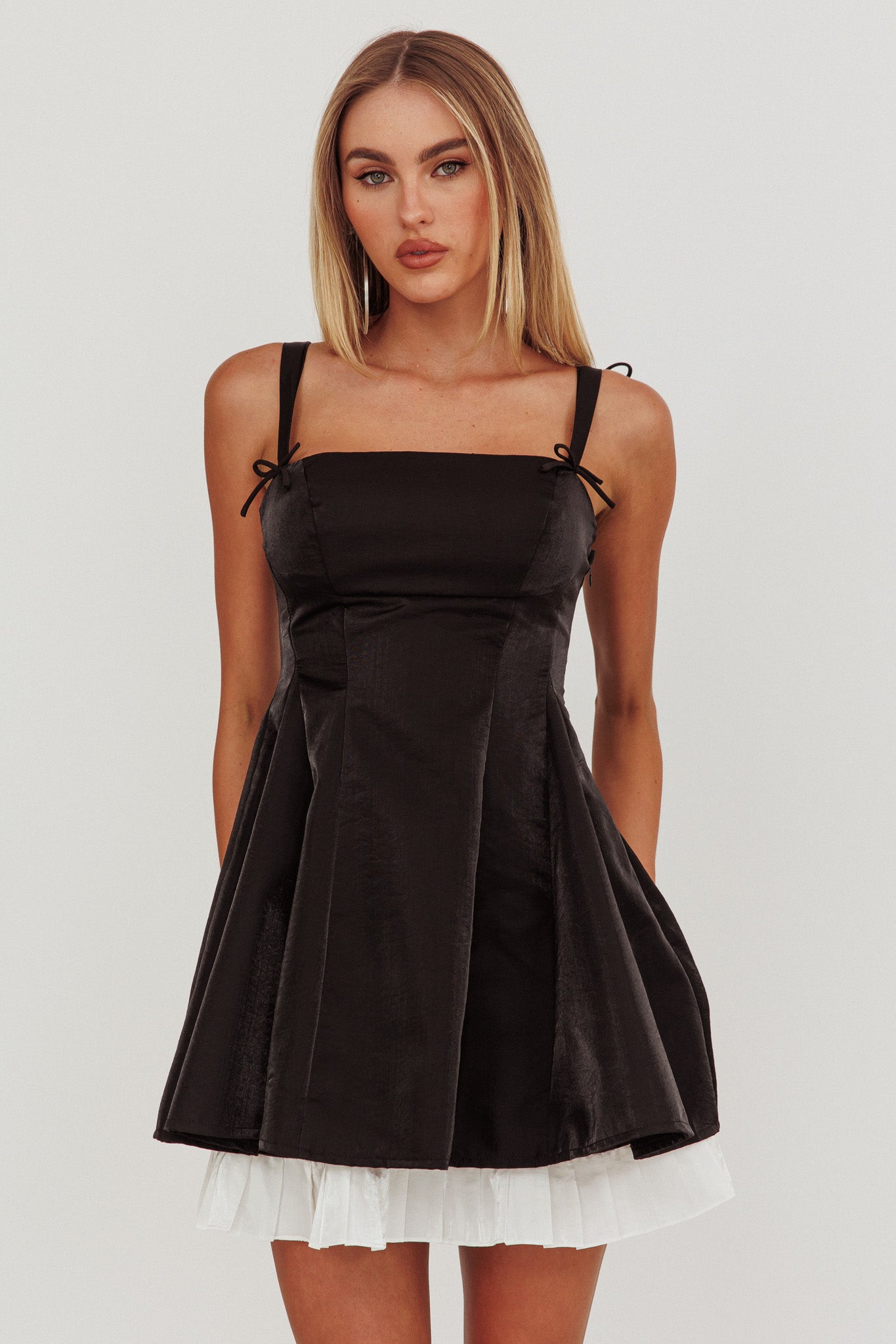 Night Rider Fit And Flare Mini Dress Black-Maymioy