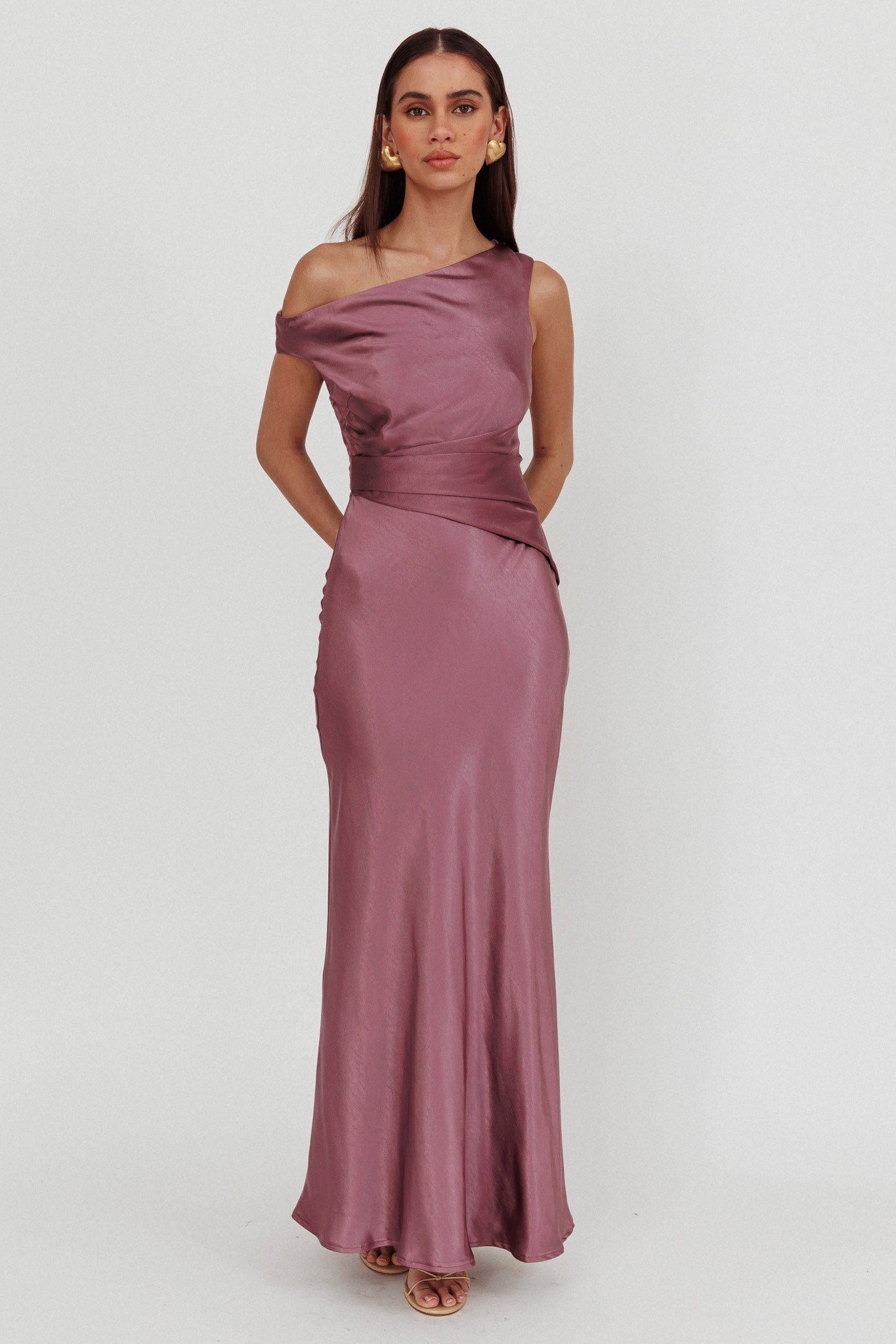 Twilight Asymmetric Neckline Maxi Dress Grape-Maymioy