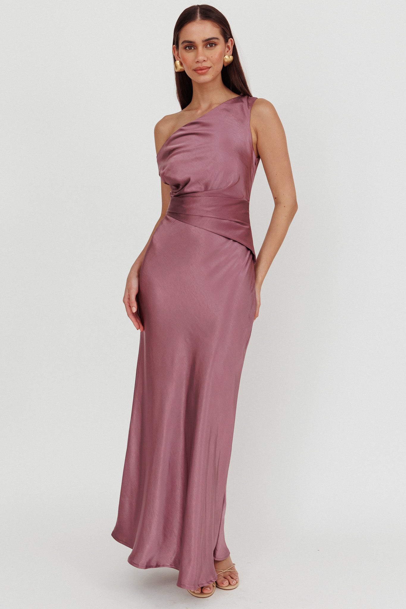 Twilight Asymmetric Neckline Maxi Dress Grape-Maymioy
