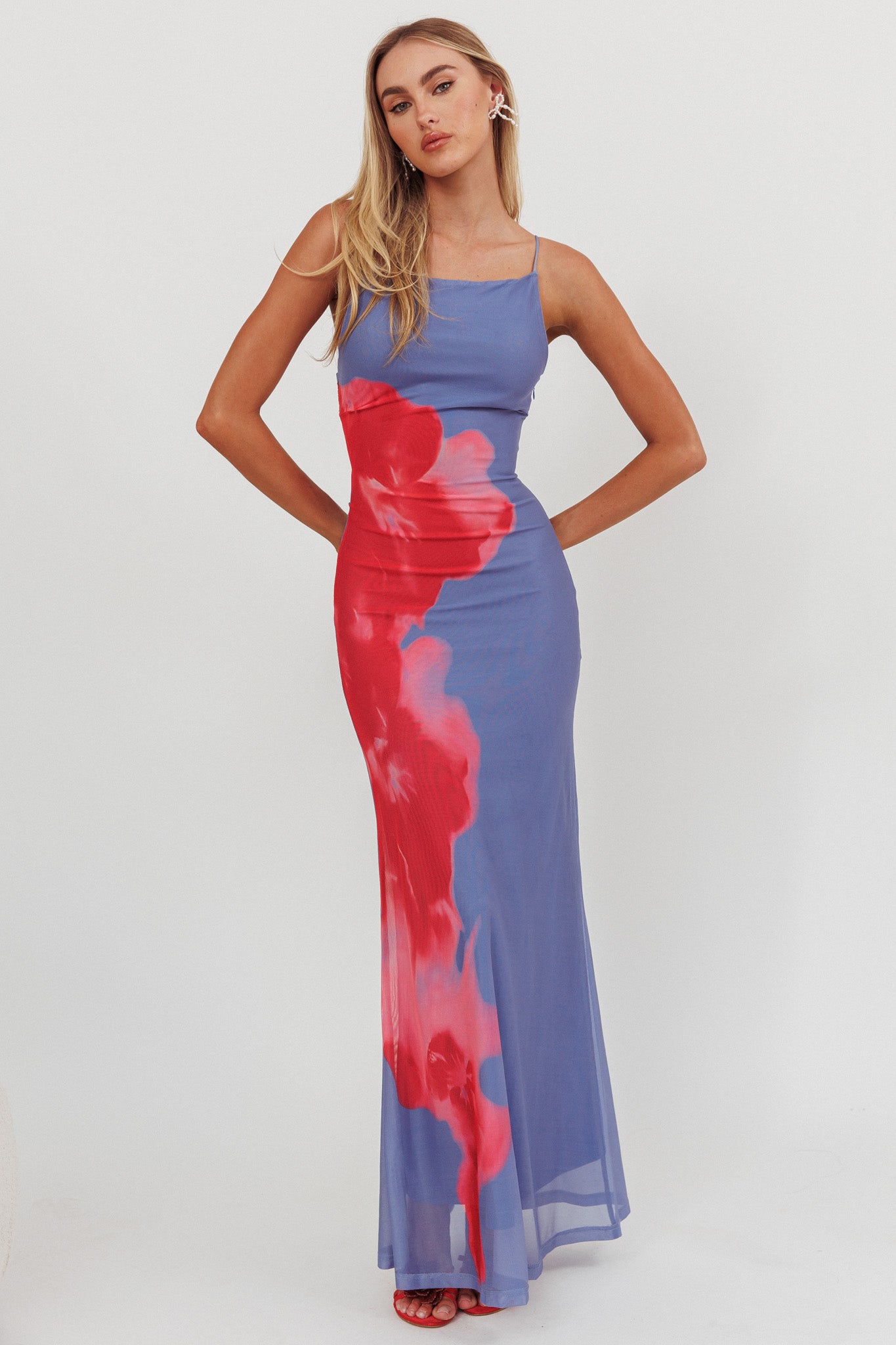 Unravel Floral Maxi Dress Blue-Maymioy
