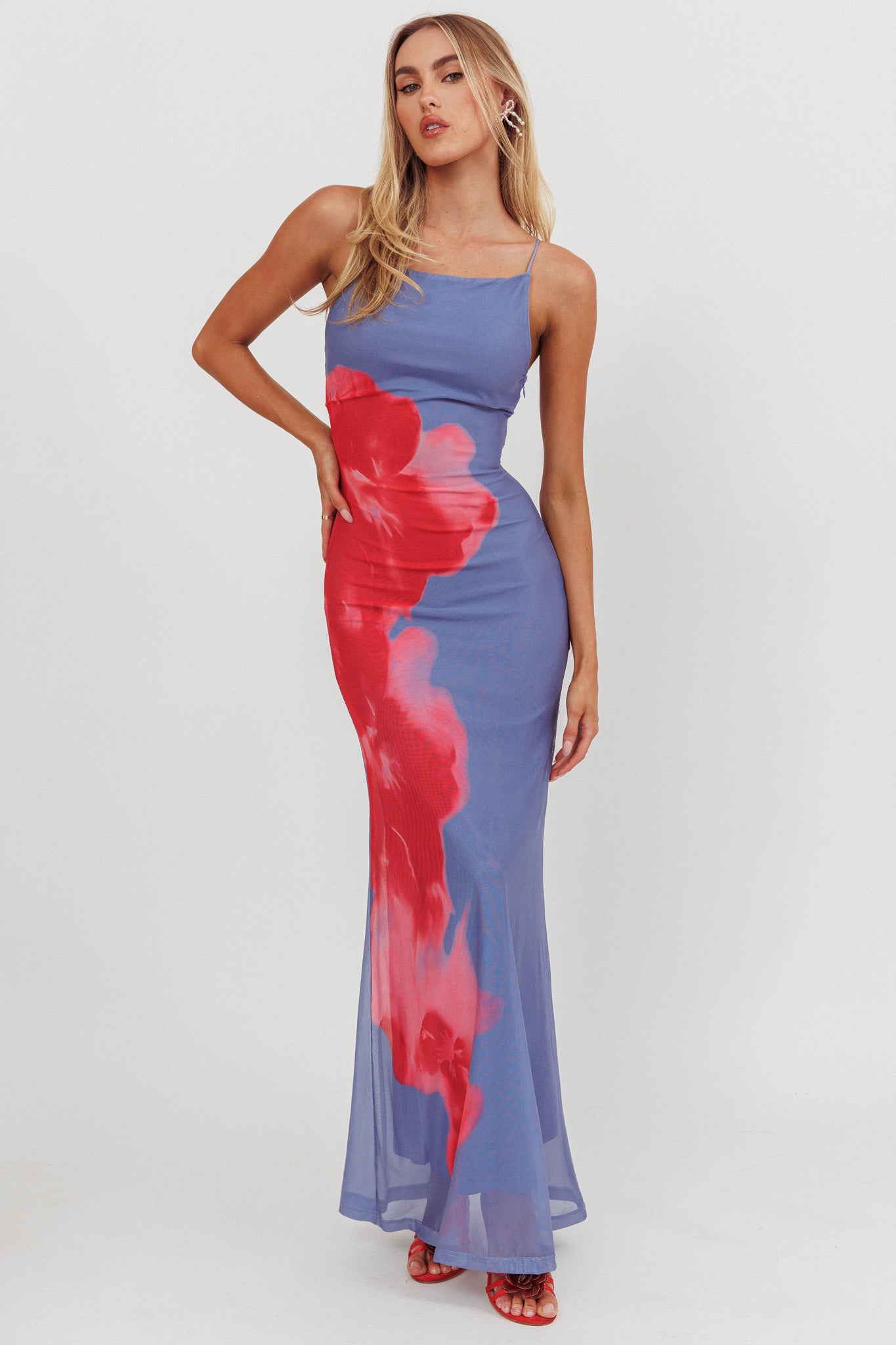 Unravel Floral Maxi Dress Blue-Maymioy