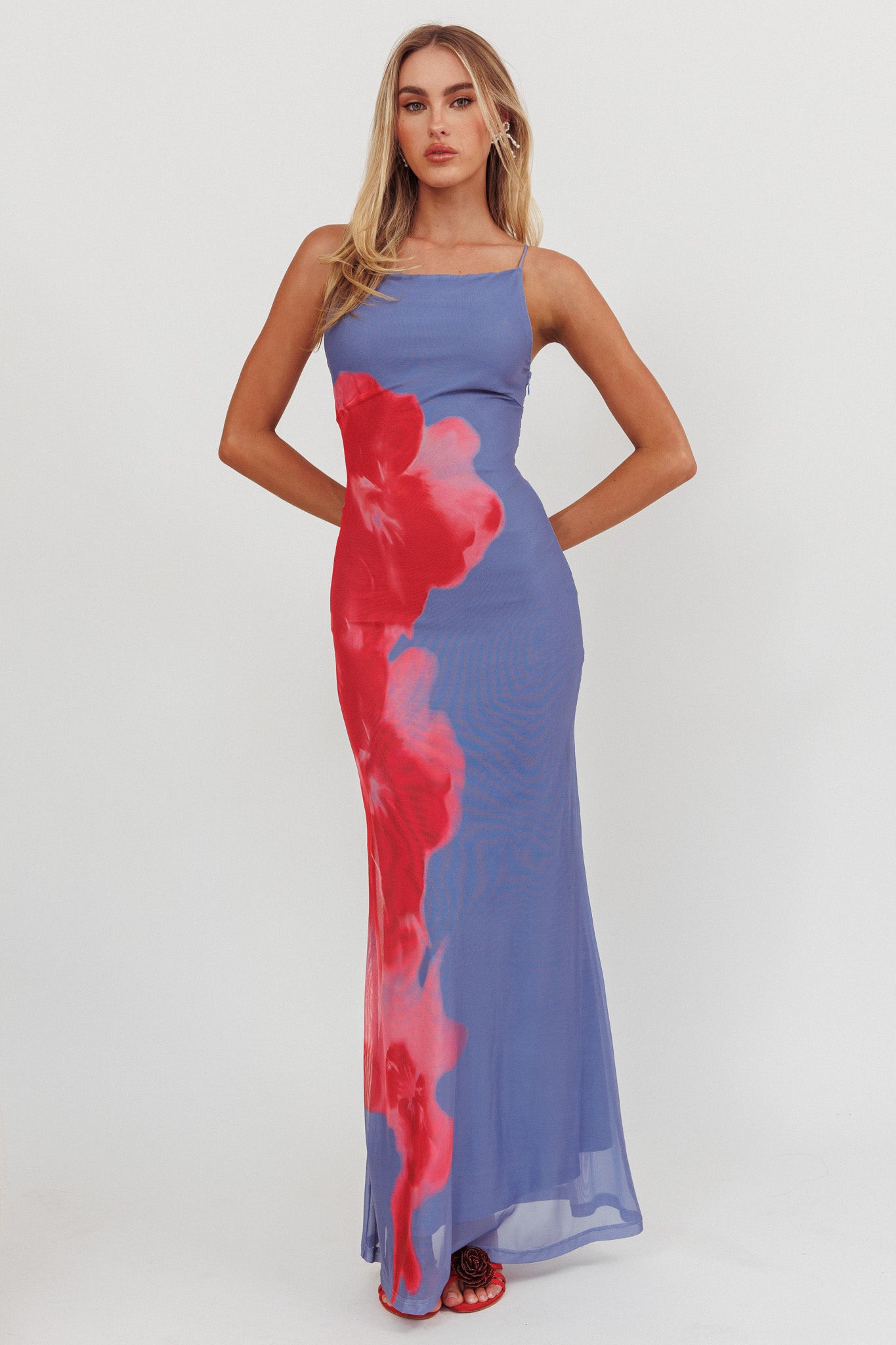 Unravel Floral Maxi Dress Blue-Maymioy