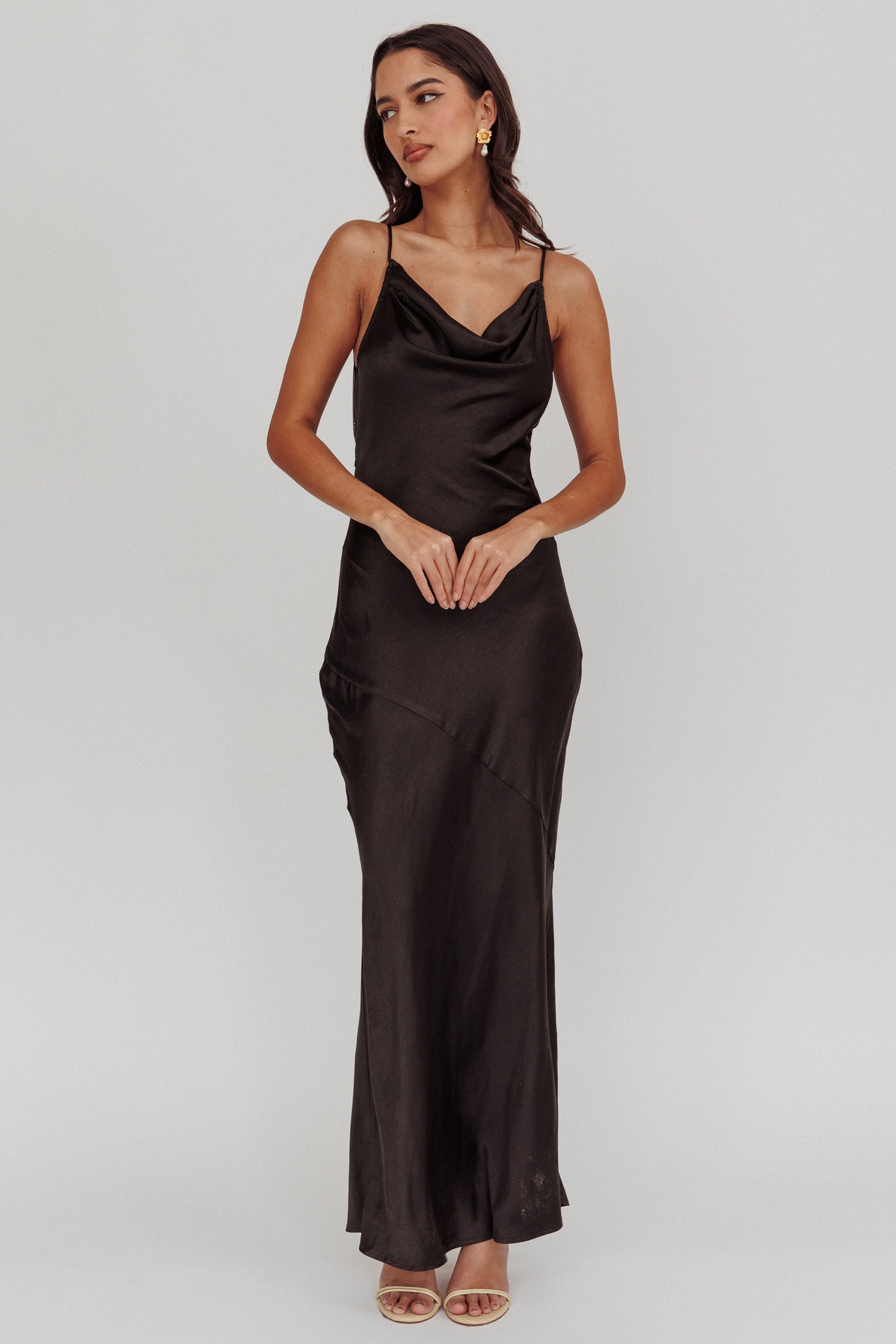 Noreen Cut-Out Back Maxi Dress Black-Maymioy