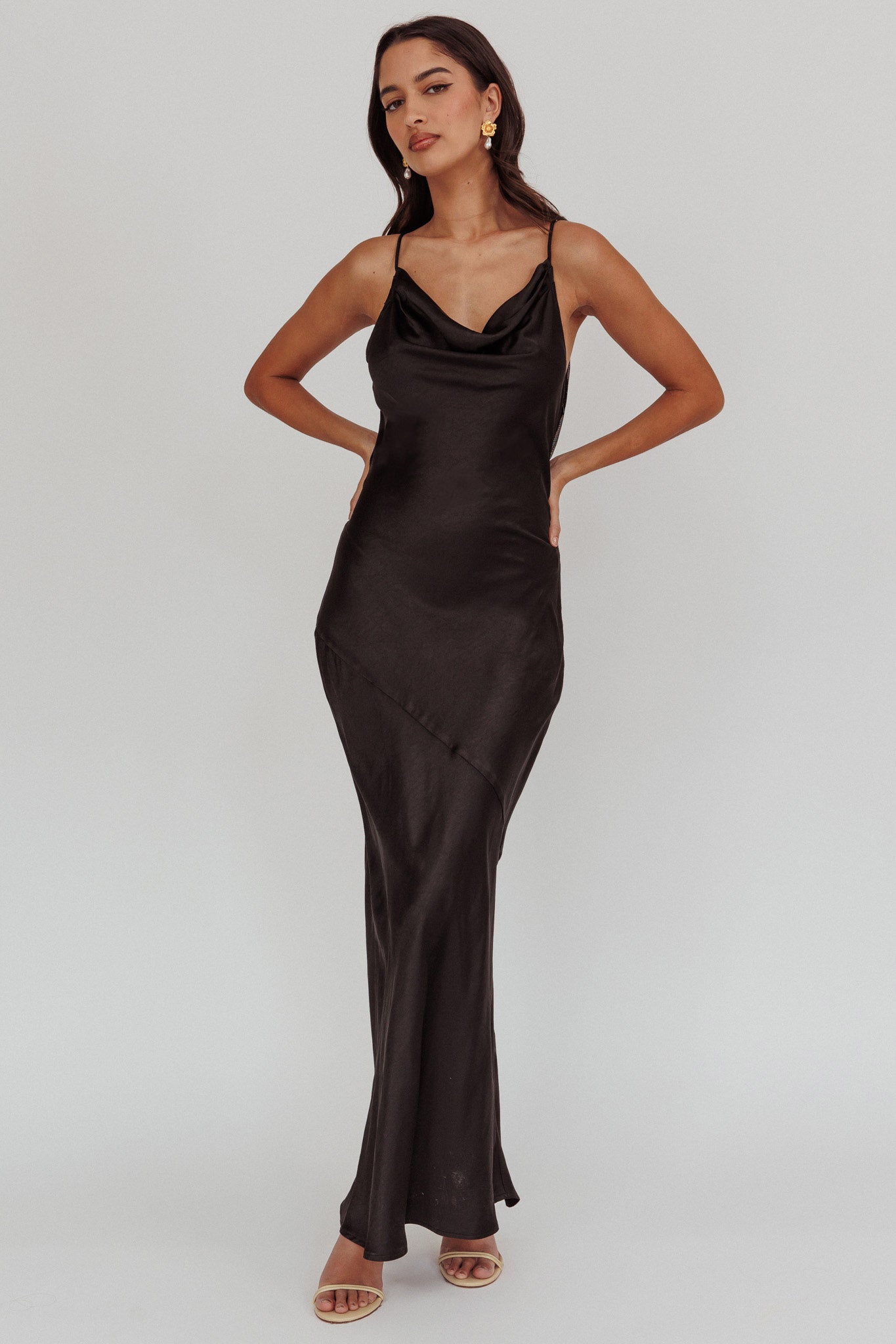 Noreen Cut-Out Back Maxi Dress Black-Maymioy