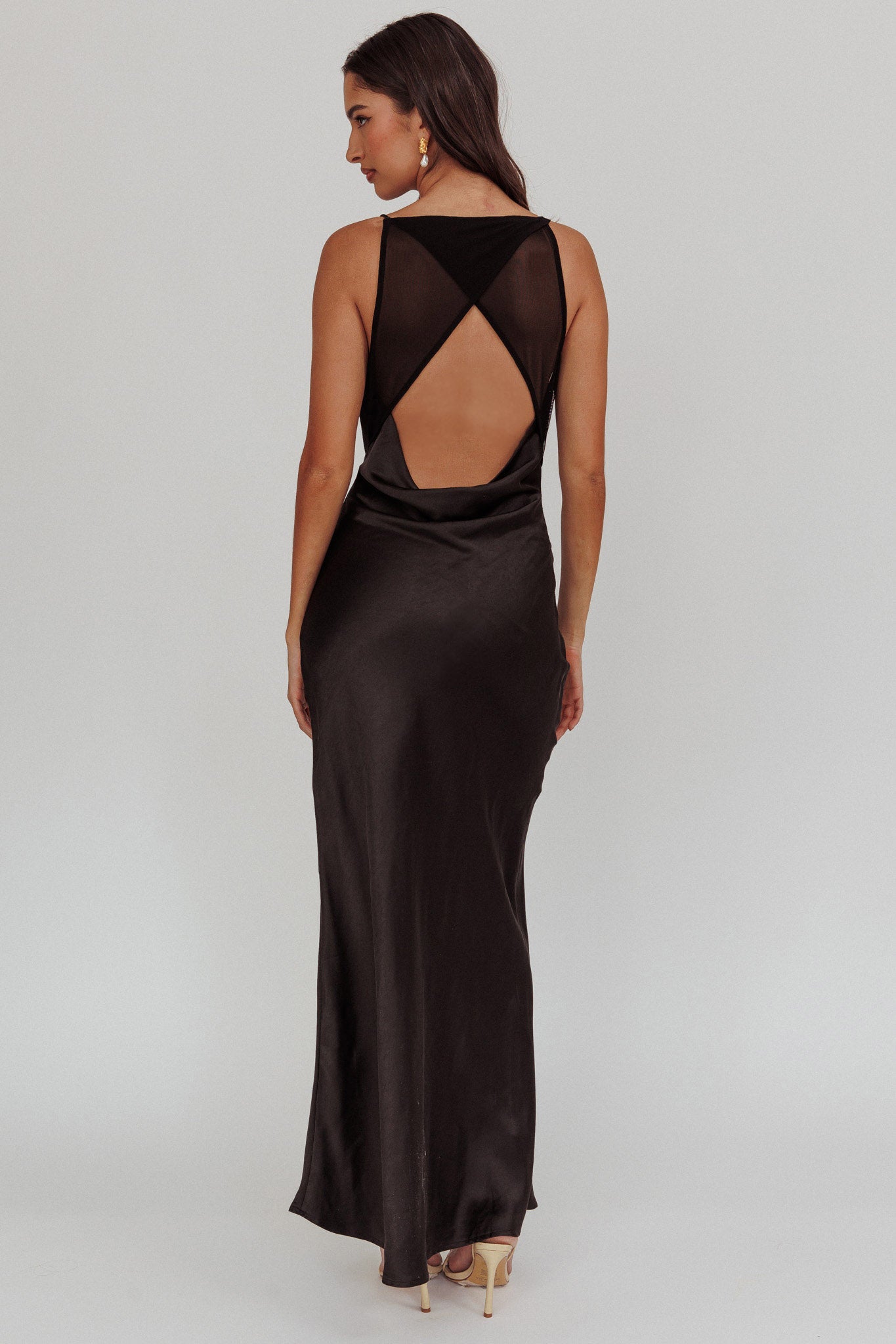 Noreen Cut-Out Back Maxi Dress Black-Maymioy