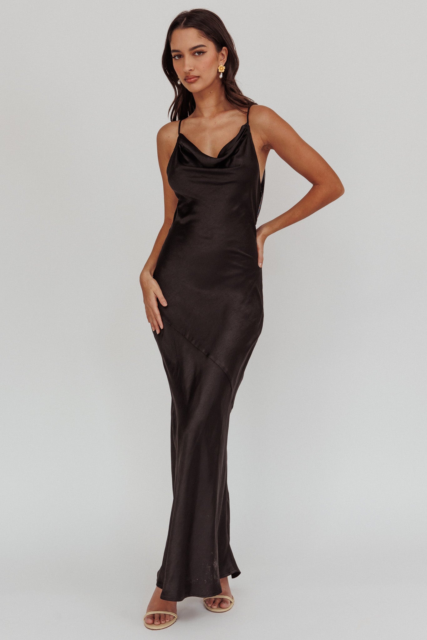 Noreen Cut-Out Back Maxi Dress Black-Maymioy