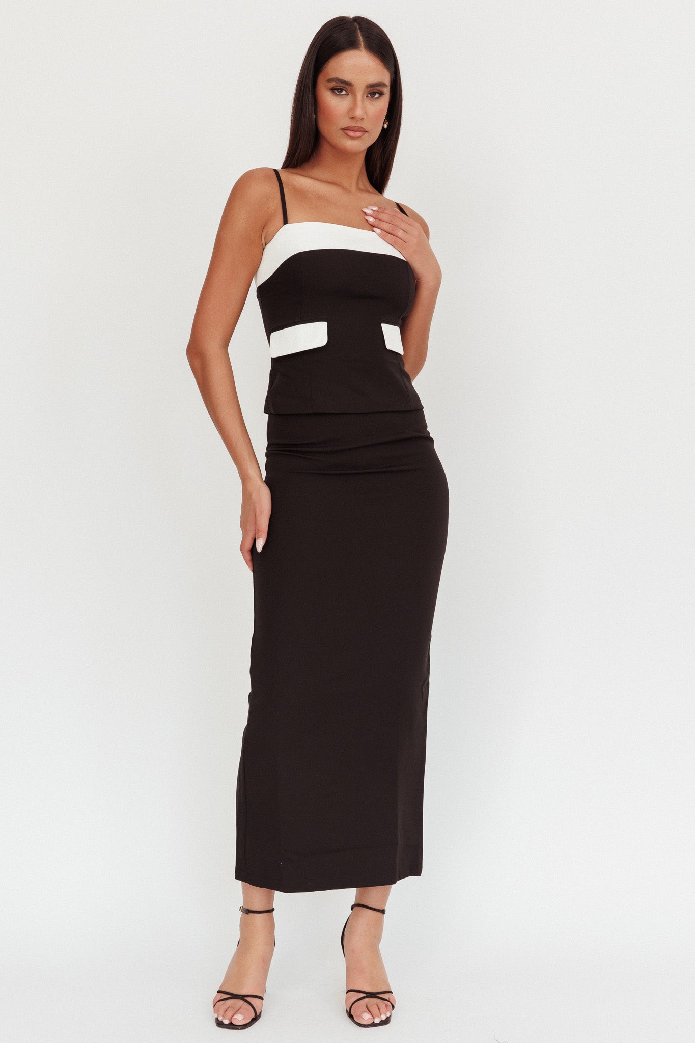 Switched On Faux Pocket Cami Top Black-Maymioy