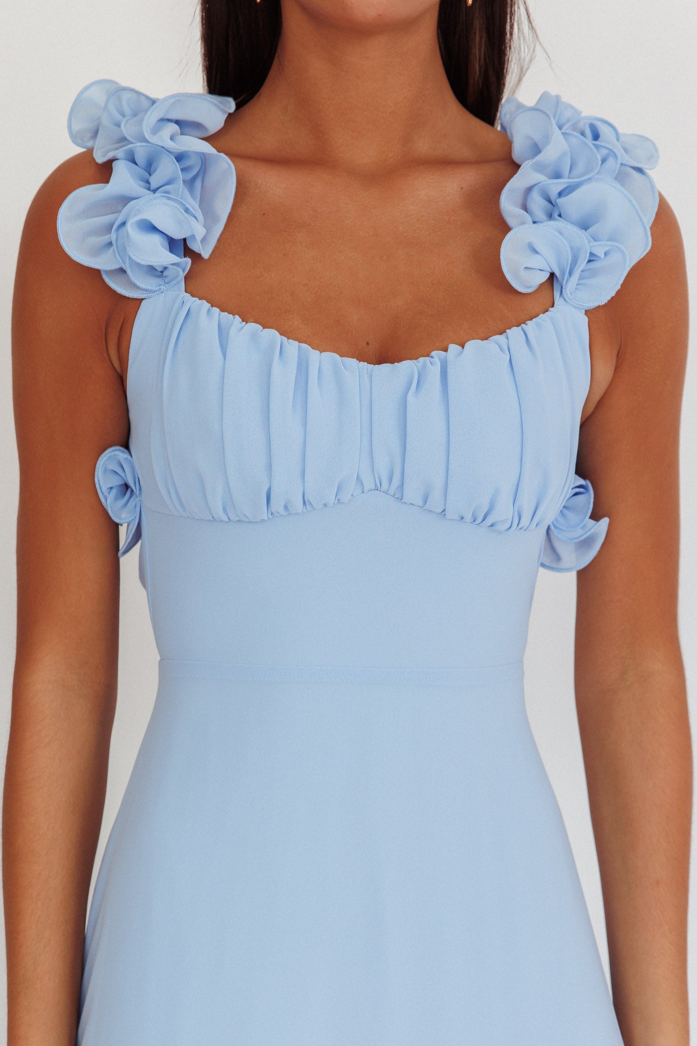 Eloquent Lace-Up Back Maxi Dress Blue-Maymioy