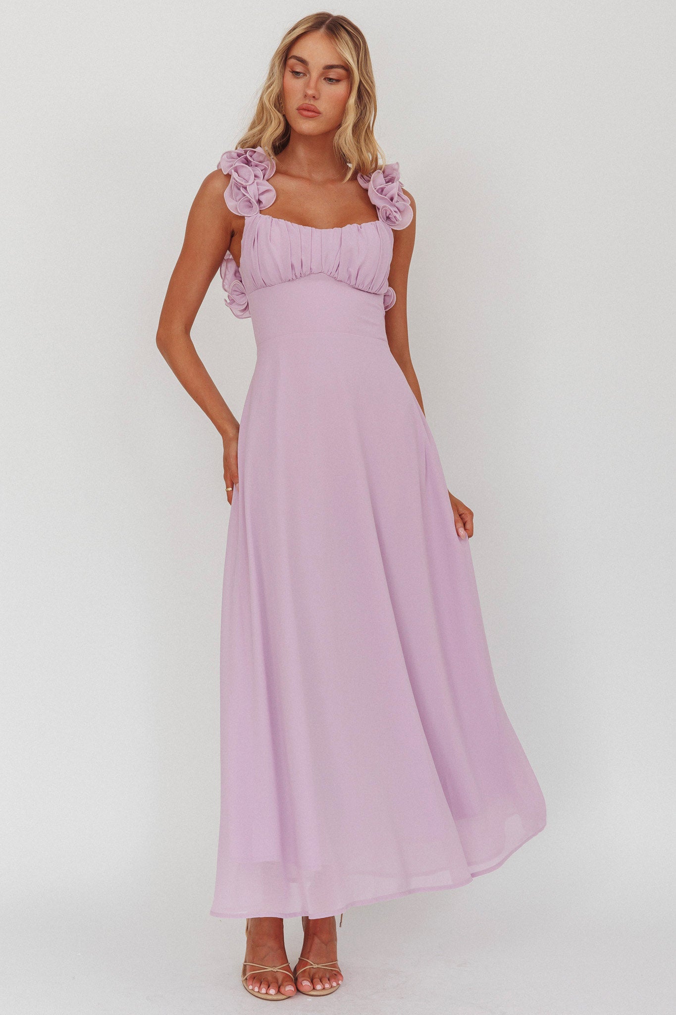 Eloquent Lace-Up Back Maxi Dress Lilac-Maymioy