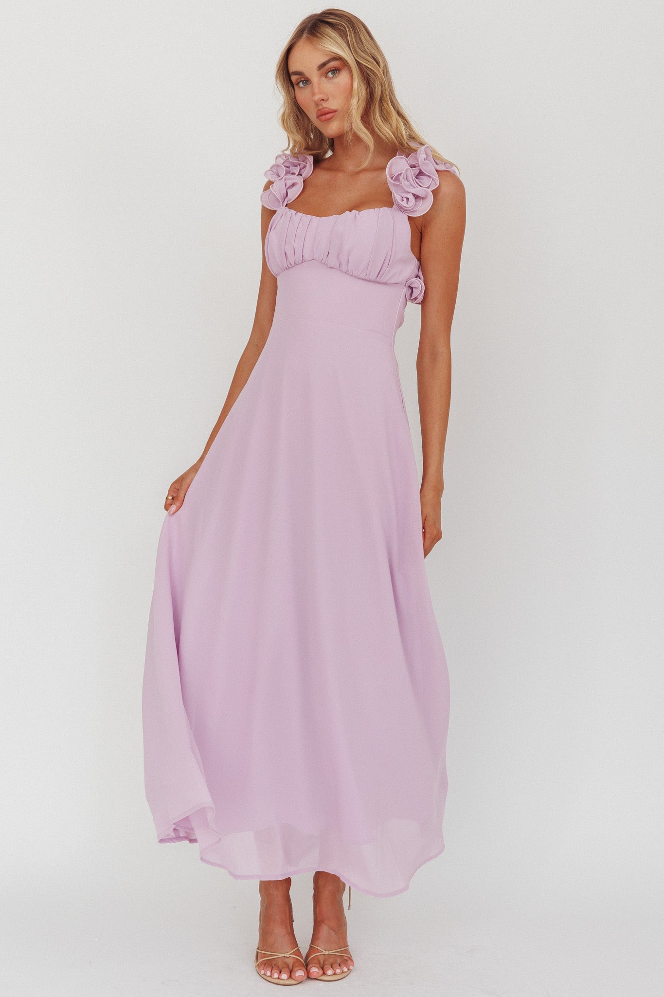 Eloquent Lace-Up Back Maxi Dress Lilac-Maymioy