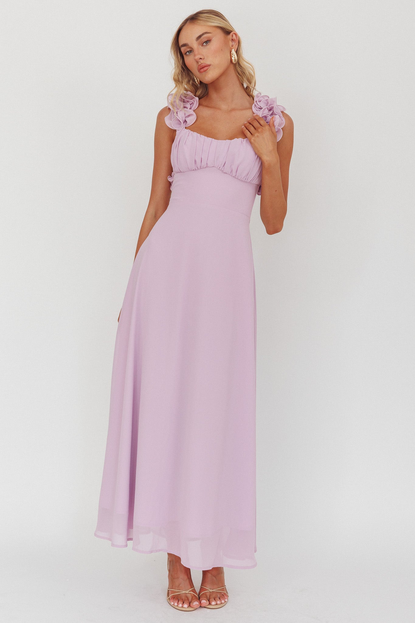 Eloquent Lace-Up Back Maxi Dress Lilac-Maymioy