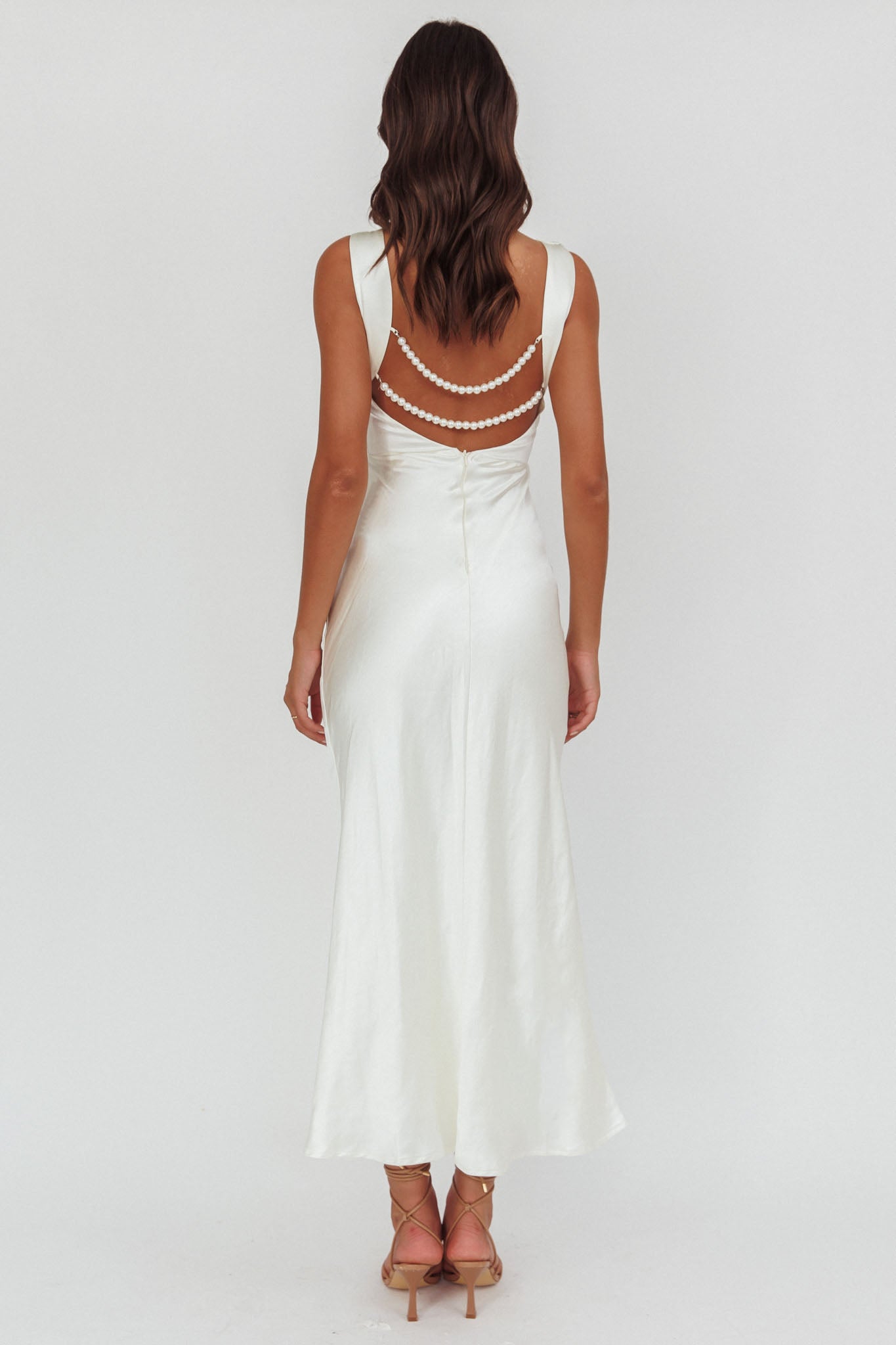 Helsi Pearl Back Midi Dress White-Maymioy