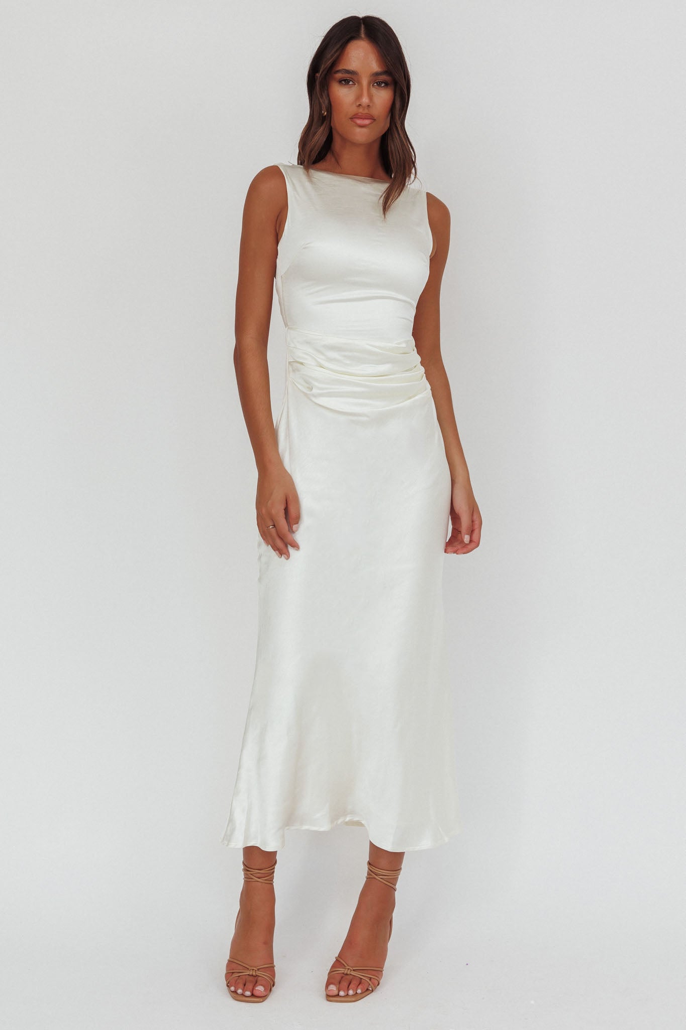 Helsi Pearl Back Midi Dress White-Maymioy
