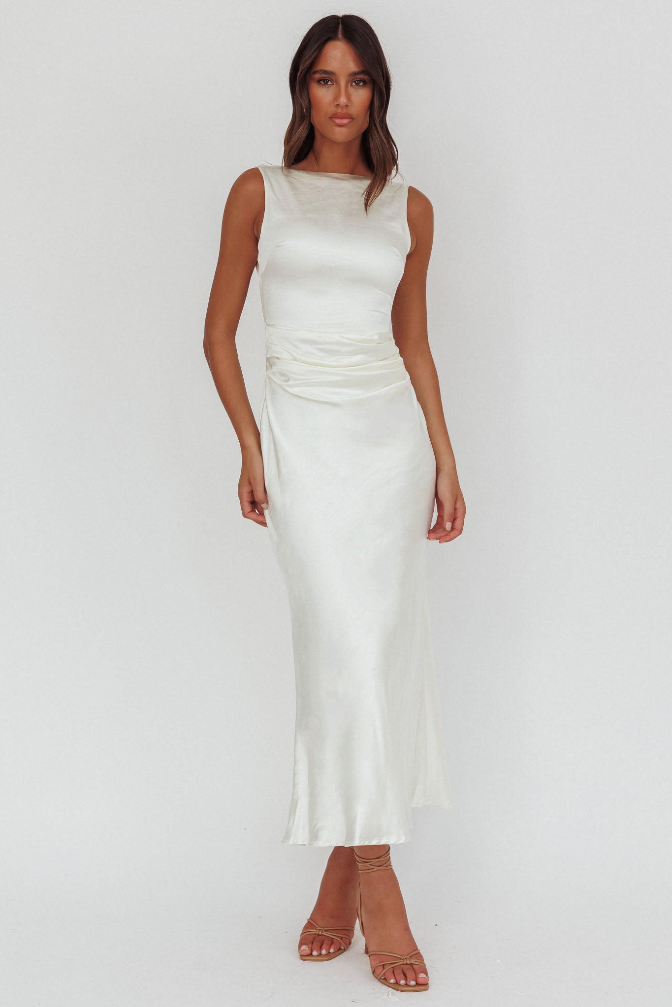 Helsi Pearl Back Midi Dress White-Maymioy