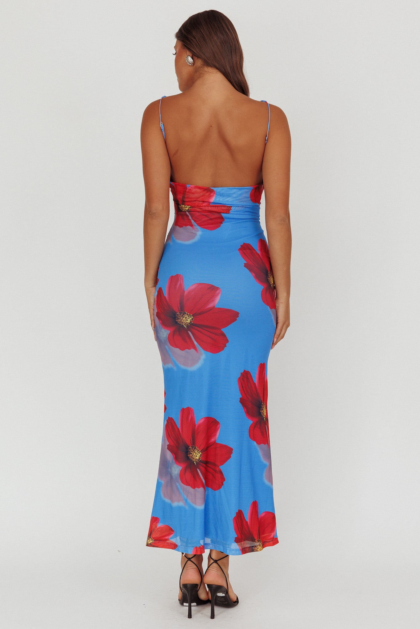 Helsi Low Back Maxi Dress Floral Blue-Maymioy