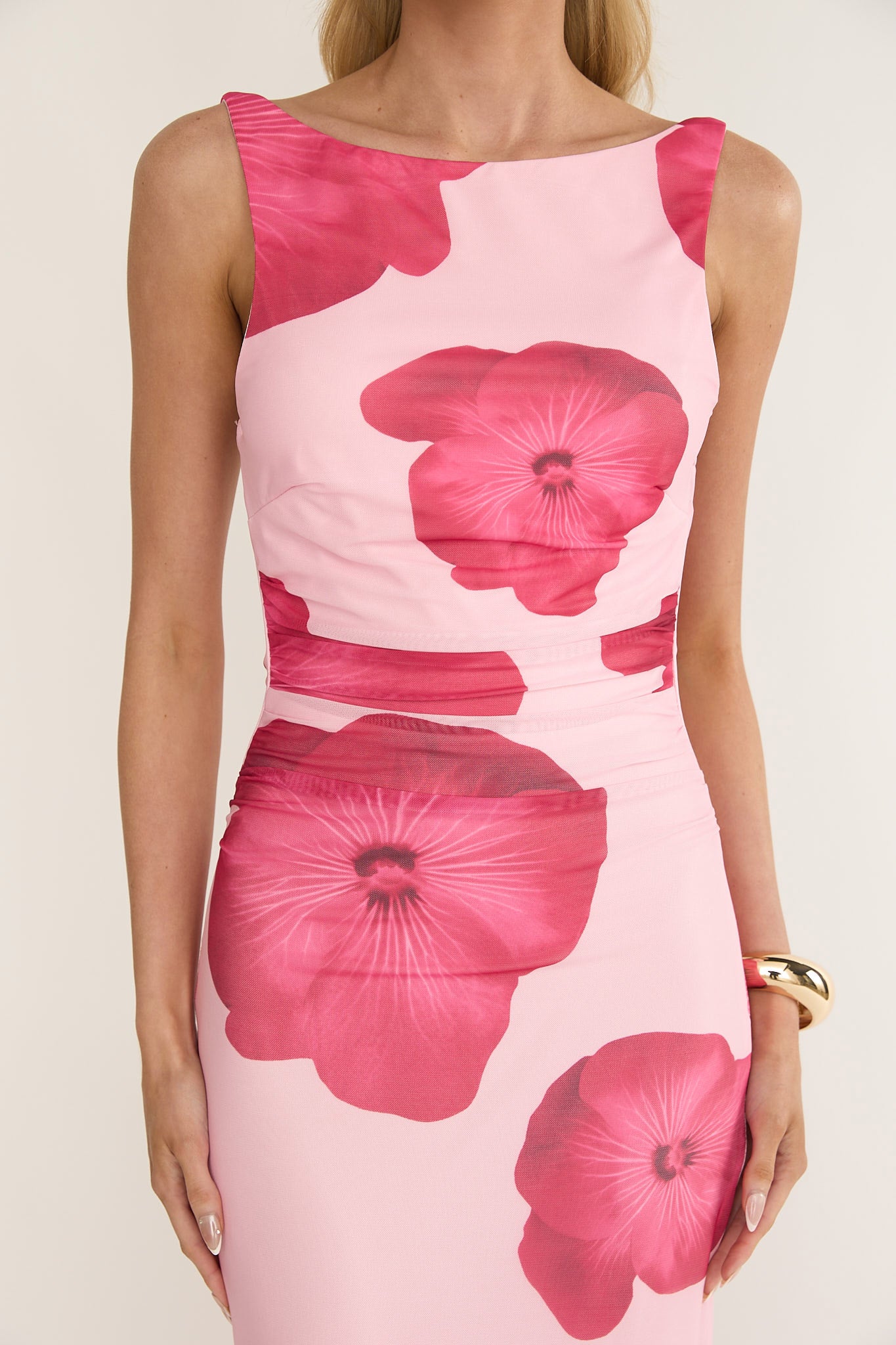 Helsi Low Back Maxi Dress Floral Pink-Maymioy