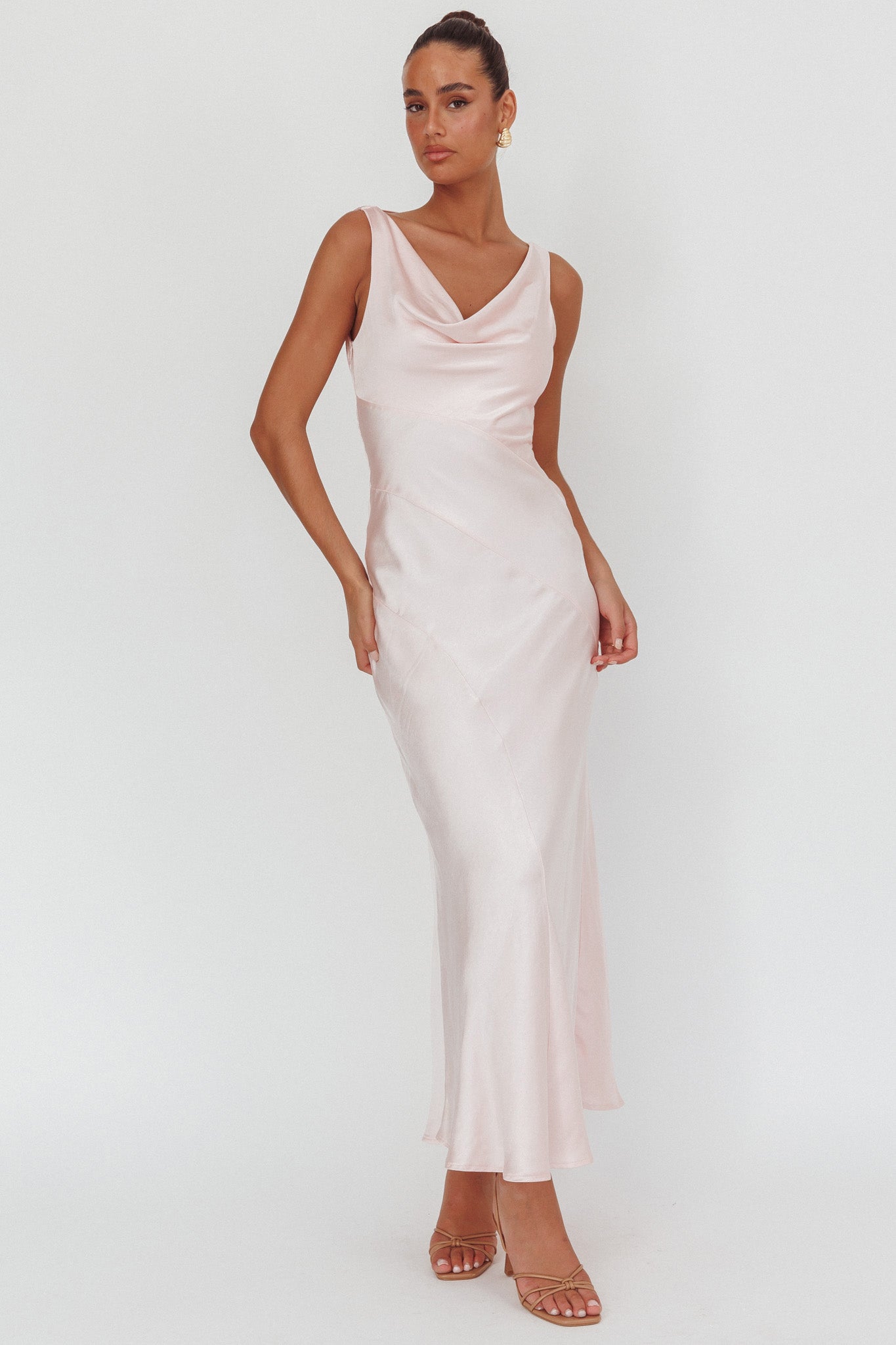 Good Intentions Cowl Neck Open Back Maxi Dress Pink-Maymioy