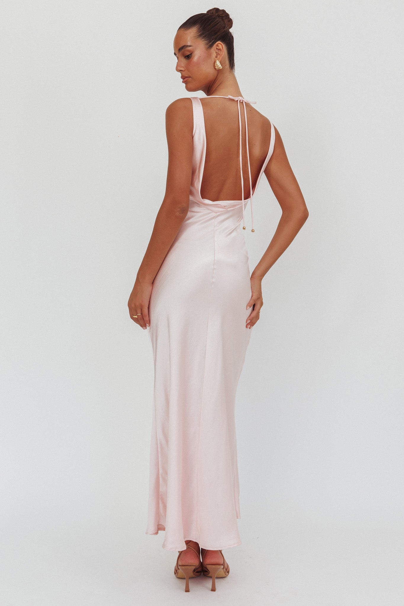 Good Intentions Cowl Neck Open Back Maxi Dress Pink-Maymioy