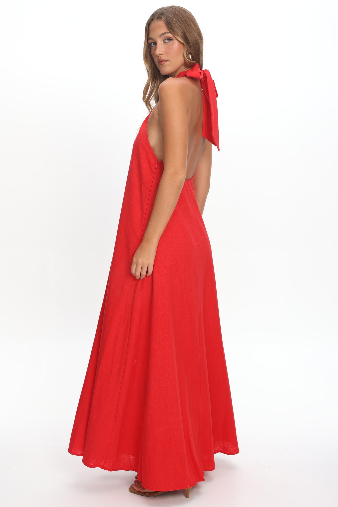 Cheer Twist Halterneck Maxi Dress Red-Maymioy