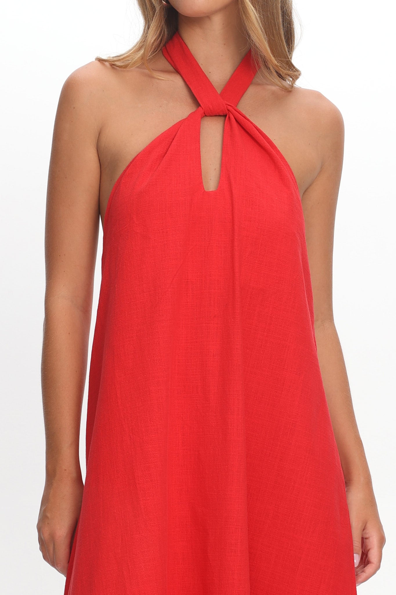 Cheer Twist Halterneck Maxi Dress Red-Maymioy