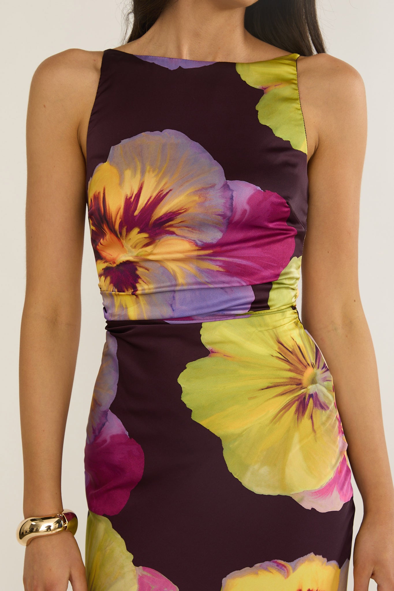 Floating Strappy Low Back Maxi Dress Pansies Plum-Maymioy