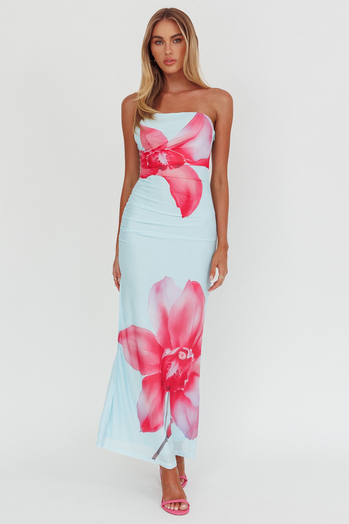Truth Be Told Strapless Maxi Dress Blue-Maymioy