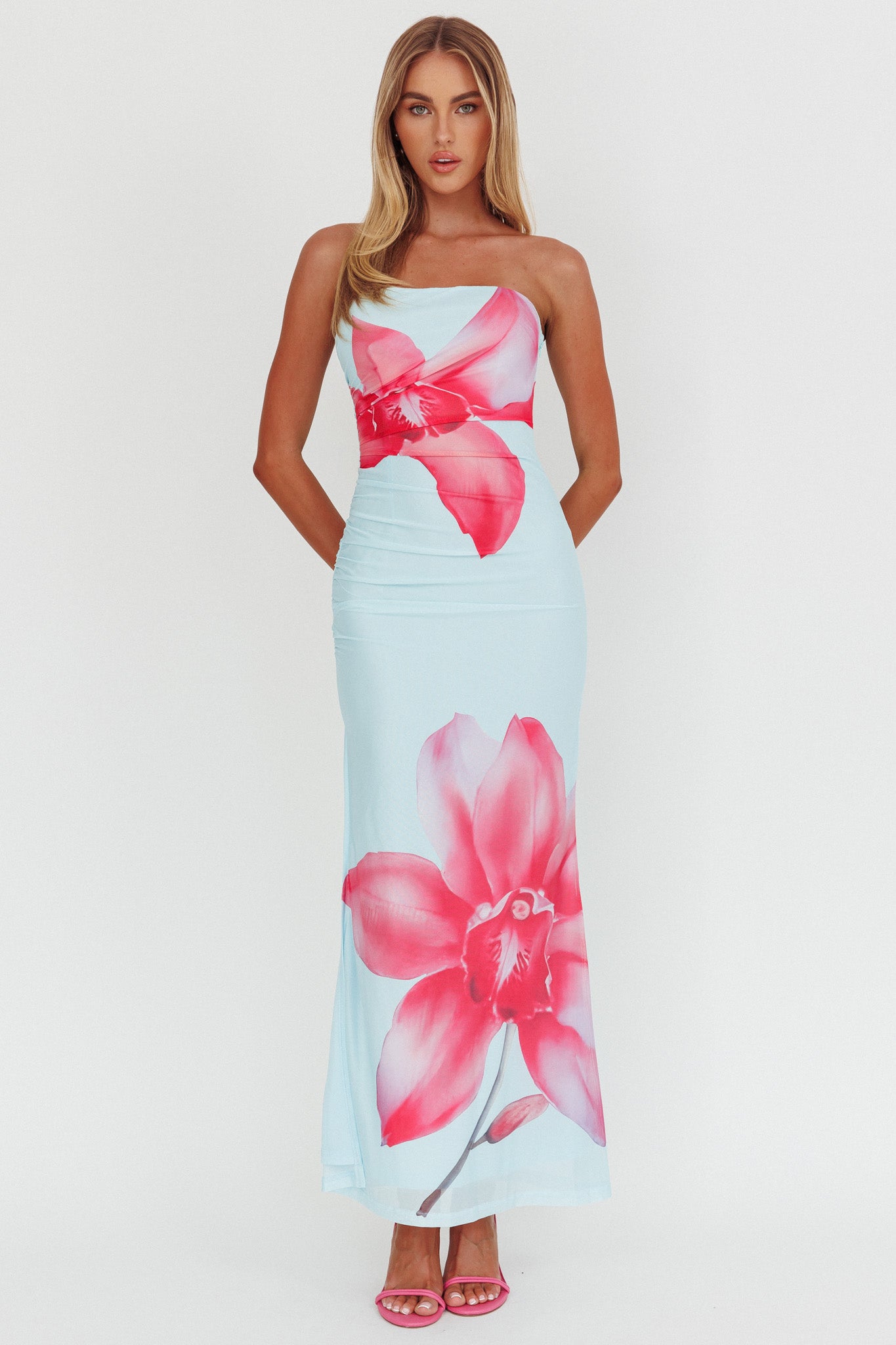 Truth Be Told Strapless Maxi Dress Blue-Maymioy
