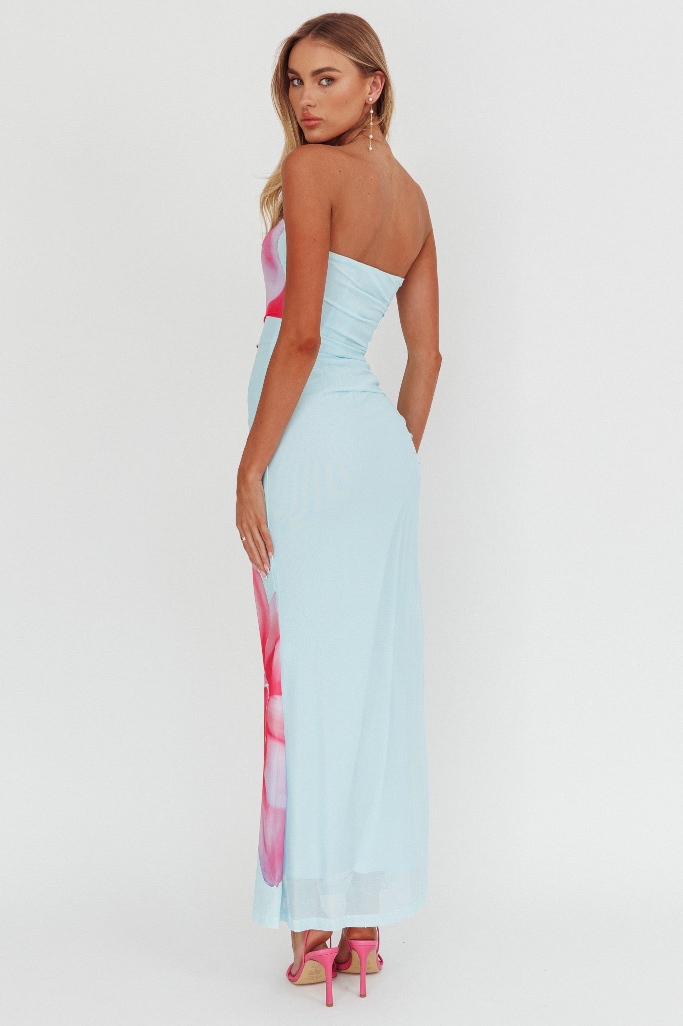 Truth Be Told Strapless Maxi Dress Blue-Maymioy