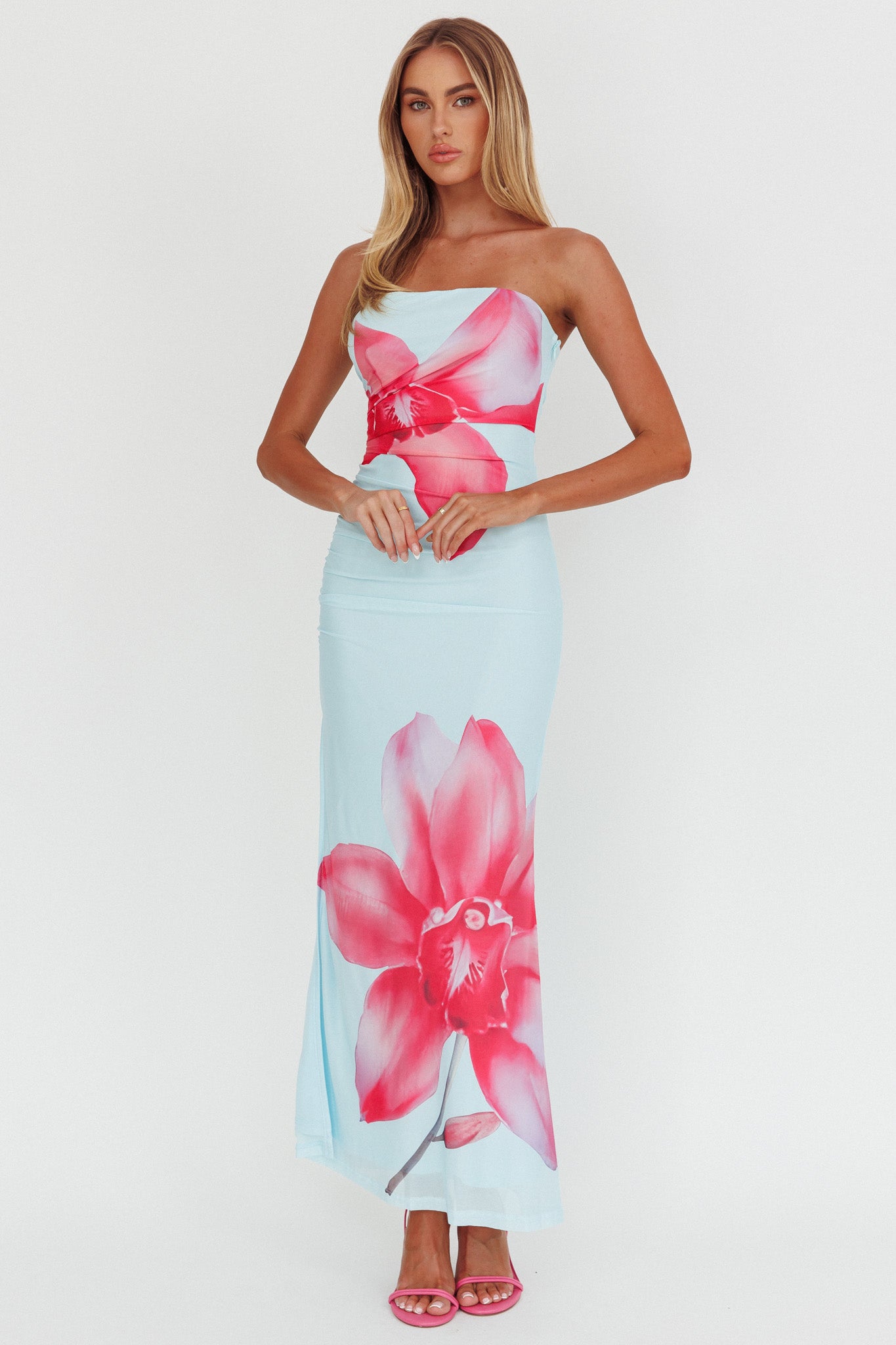 Truth Be Told Strapless Maxi Dress Blue-Maymioy