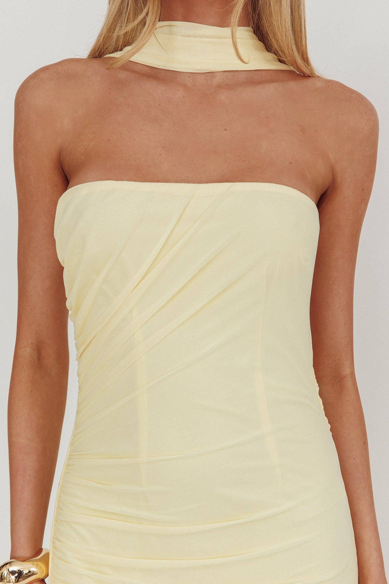 Truth Be Told Reverse Halter Maxi Dress Butter-Maymioy