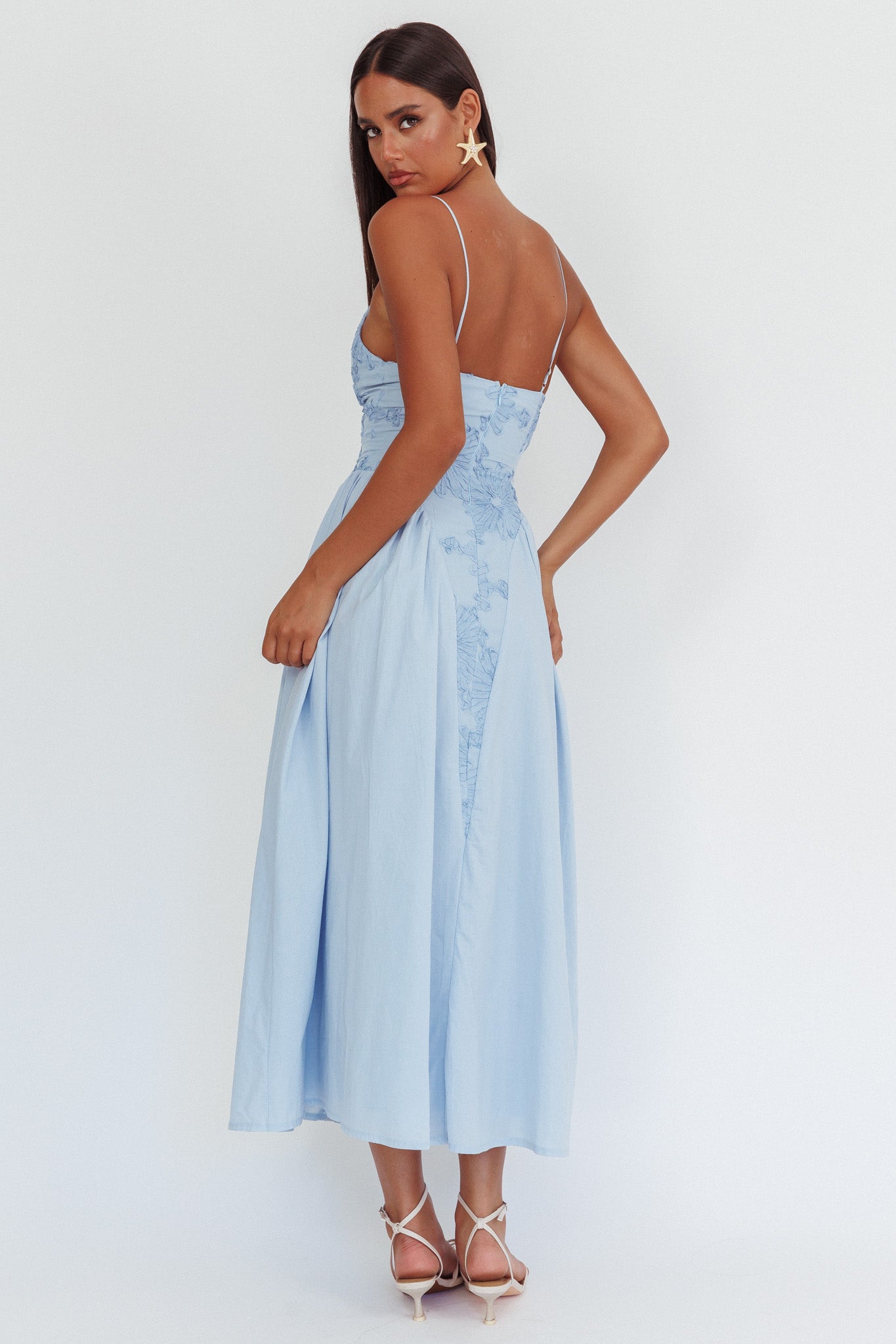 Serifine Floral Embellished Maxi Dress Blue-Maymioy