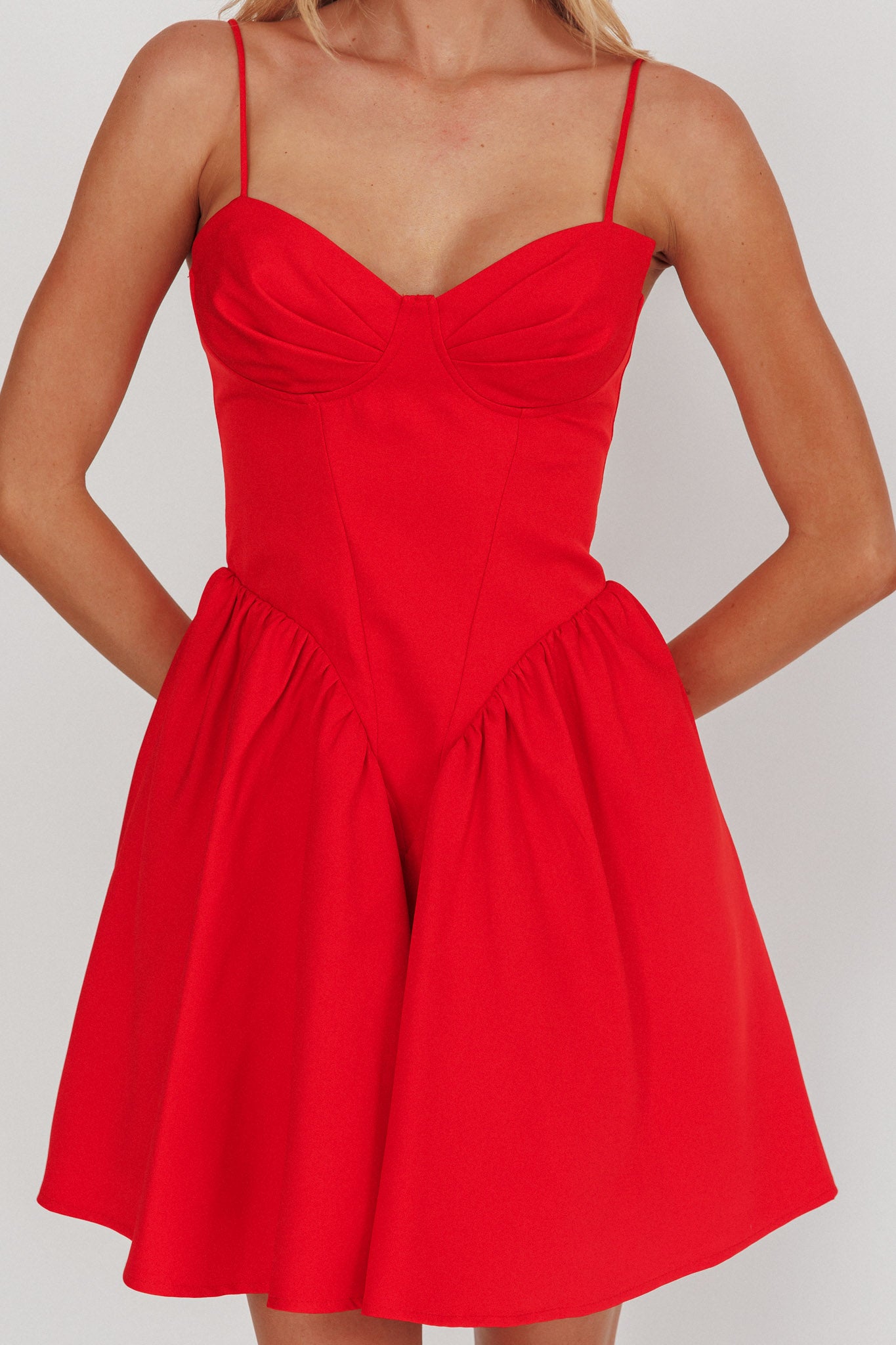 Star Signs Lace-Up Back Mini Dress Red-Maymioy